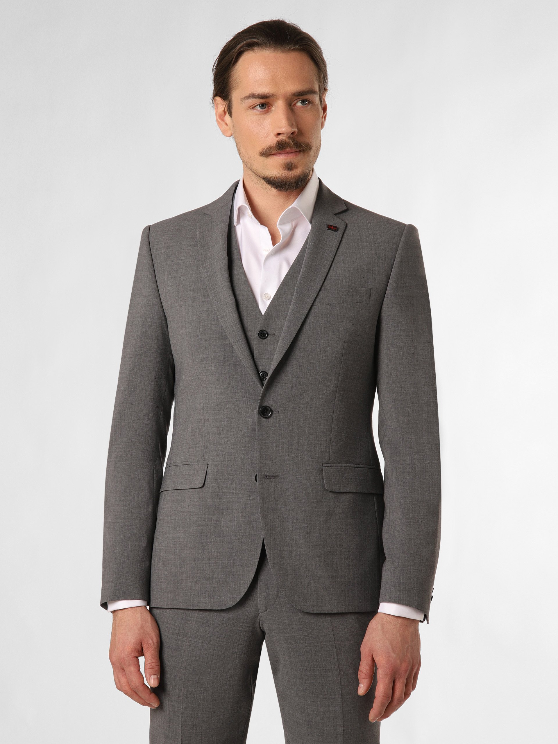 Finshley & Harding London marynarka od garnituru modułowego Mężczyźni Slim Fit Sztuczne włókno szary