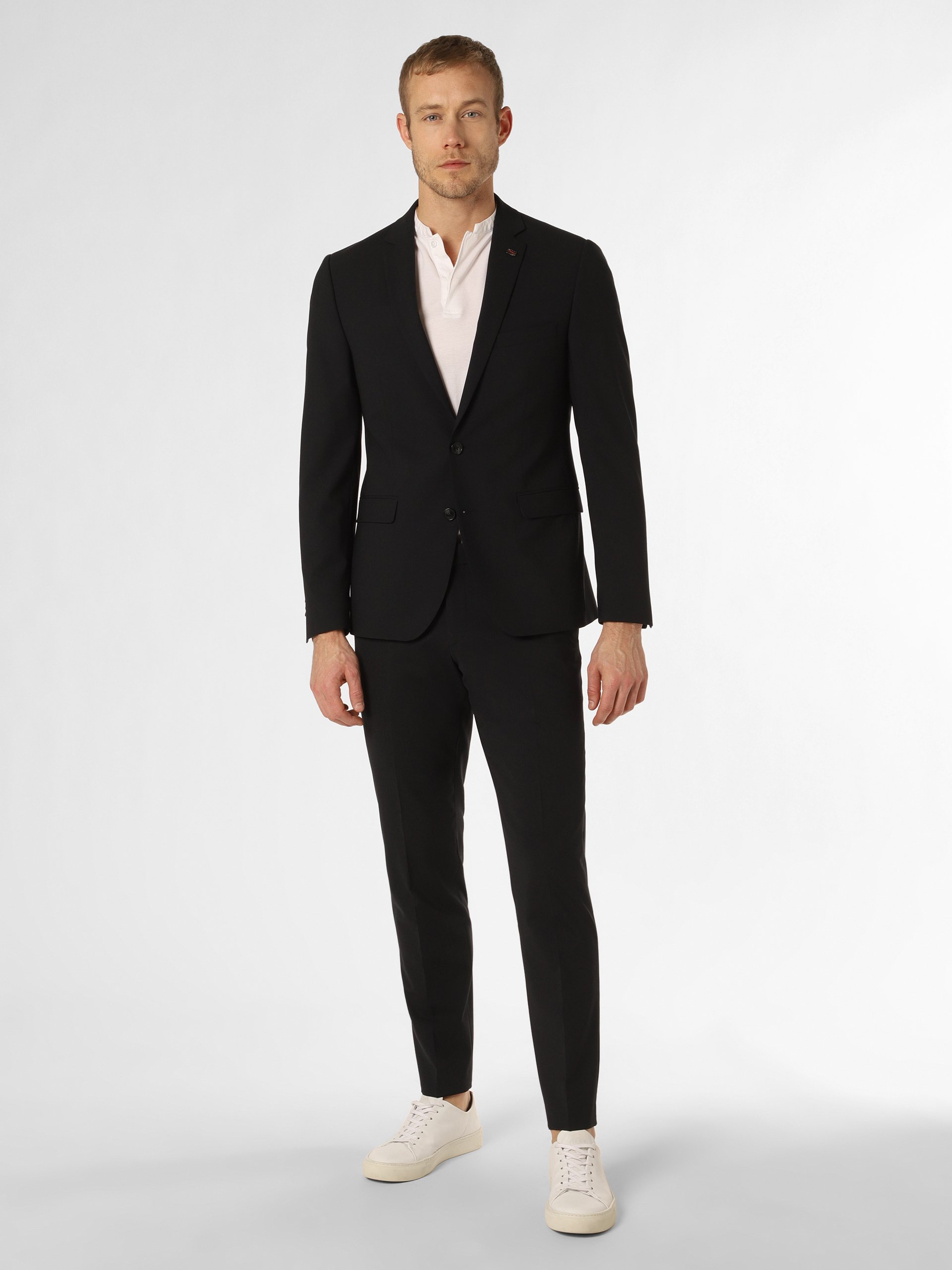 Finshley & Harding London garnitur Mężczyźni Slim Fit Sztuczne włókno niebieski