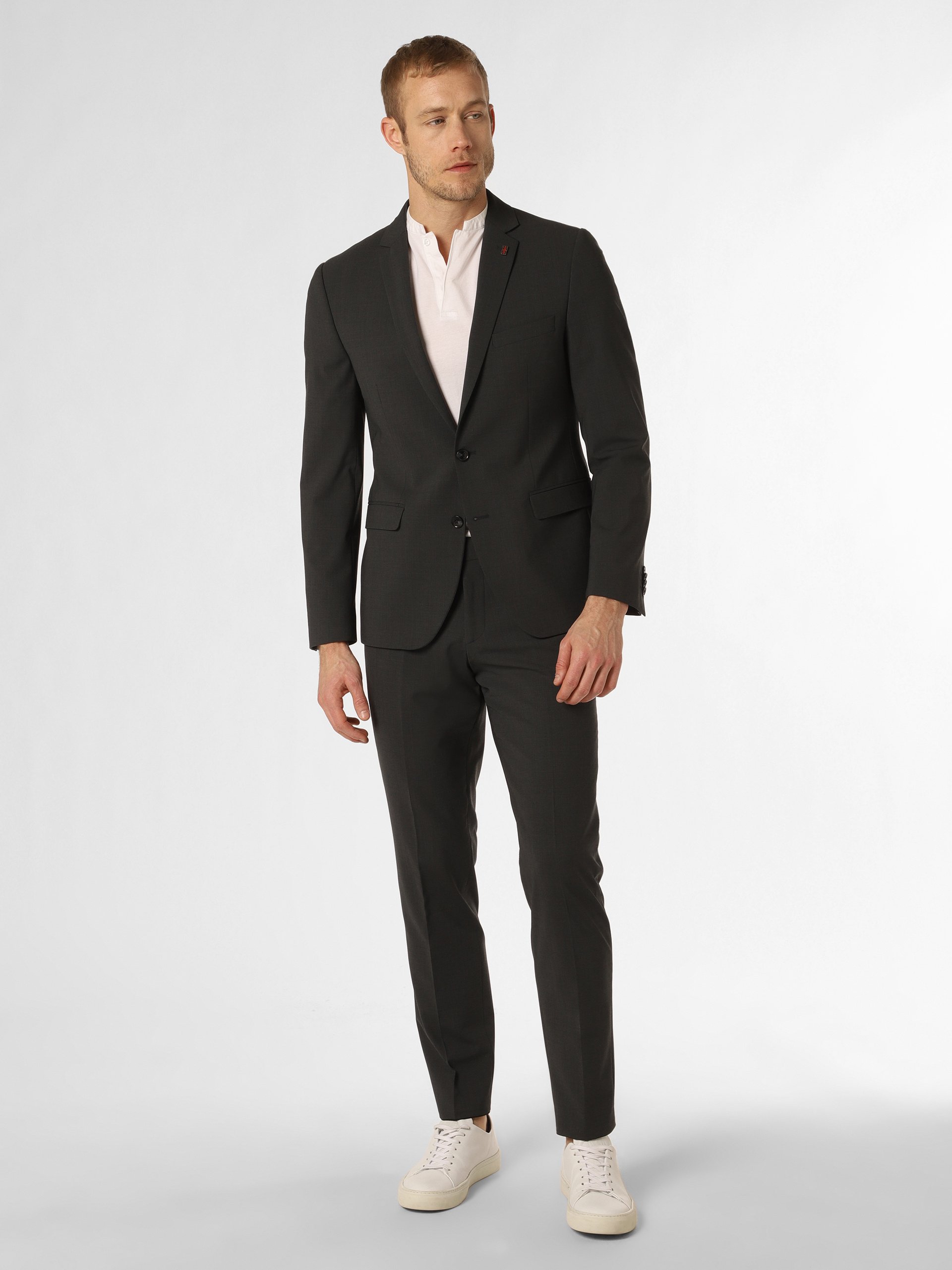 Finshley & Harding London garnitur Mężczyźni Slim Fit Sztuczne włókno szary