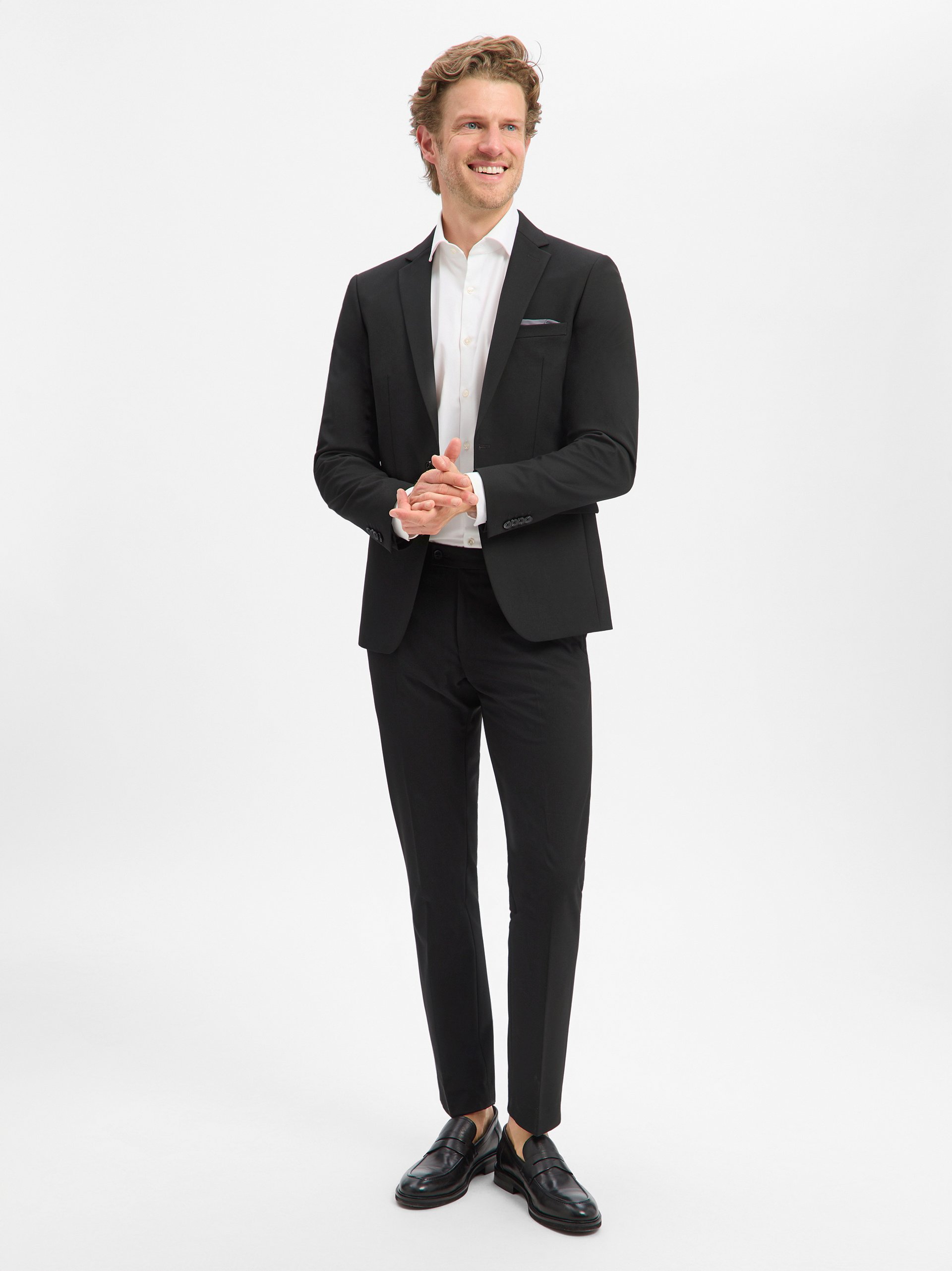 Finshley & Harding garnitur Mężczyźni Slim Fit czarny