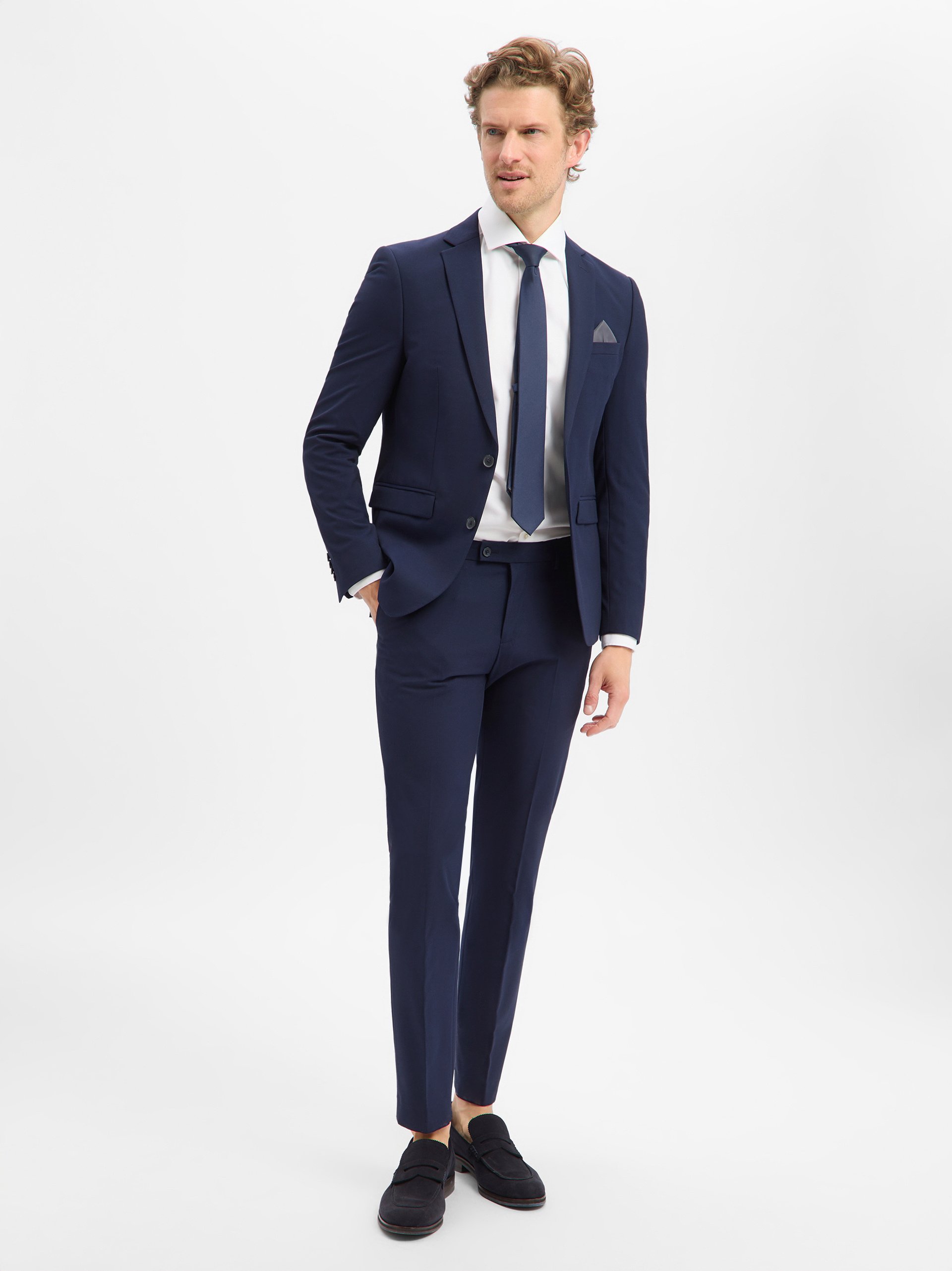 Finshley & Harding garnitur Mężczyźni Slim Fit niebieski