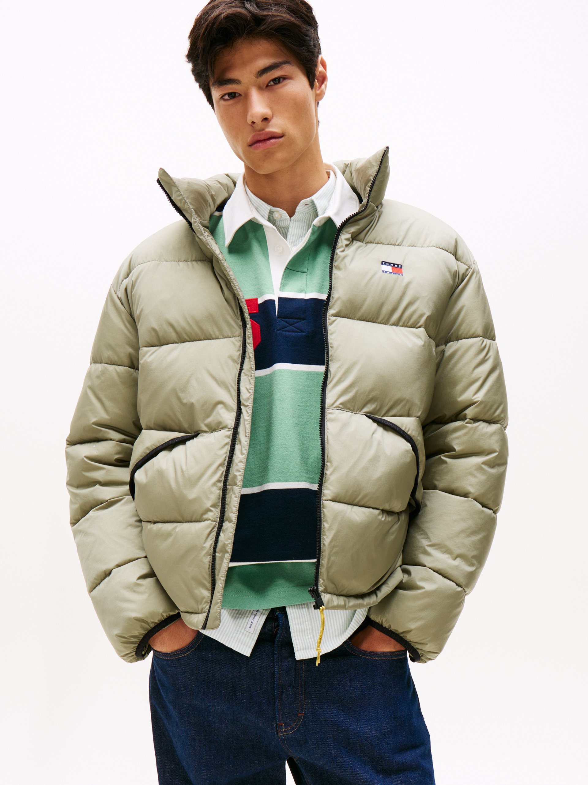 Tommy Jeans Pikowana kurtka Mężczyźni zielony