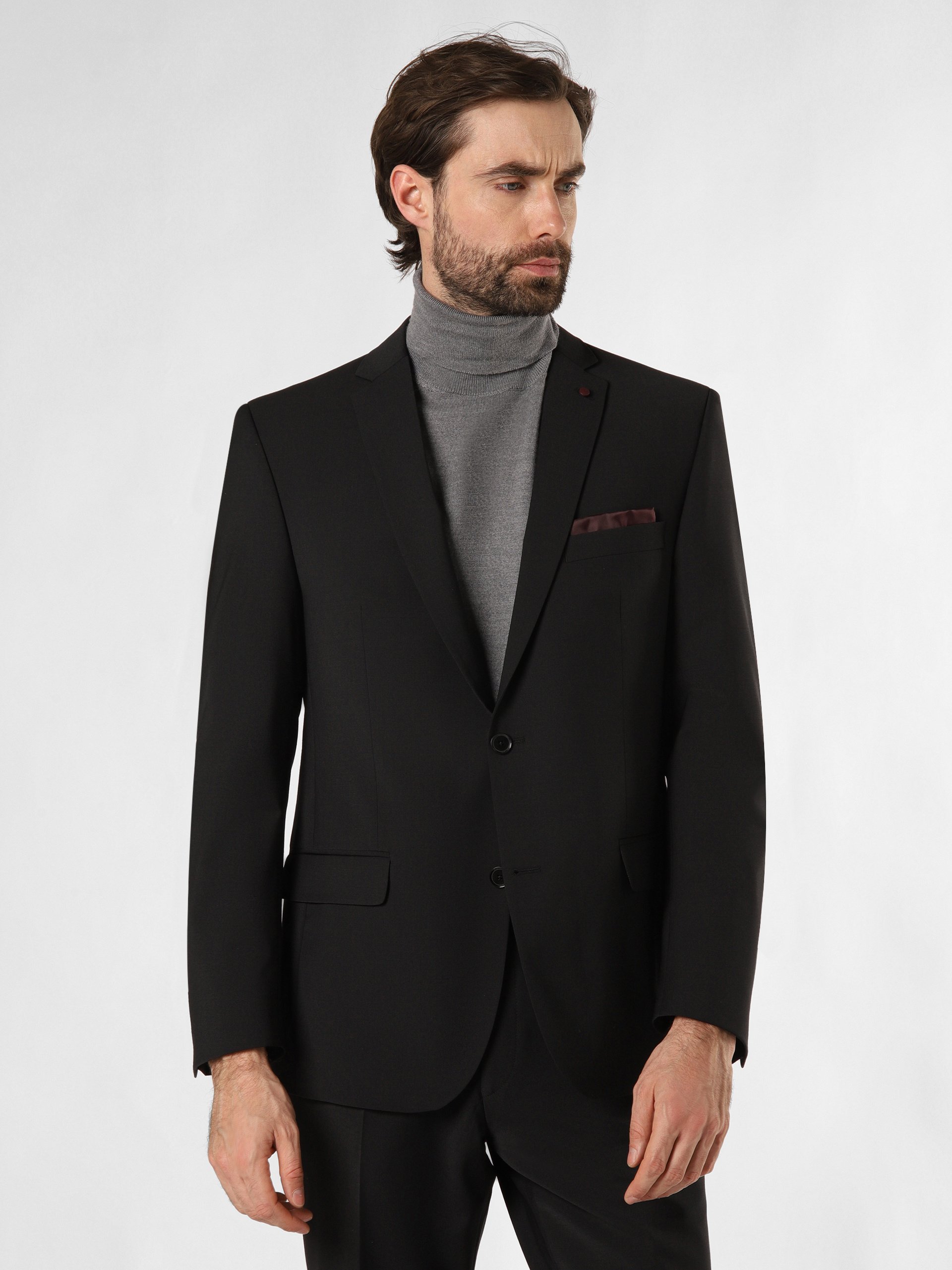Finshley & Harding kurtka modułowa - Brad Mężczyźni Regular Fit Wełna czarny