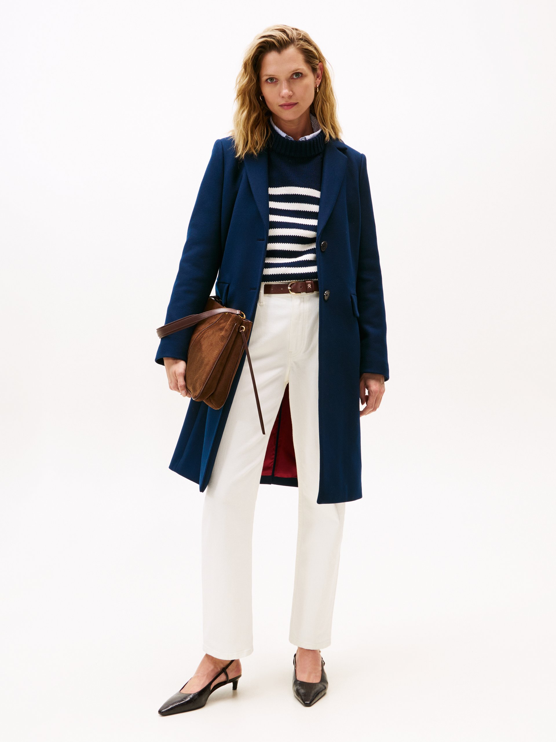 Tommy Hilfiger Wełniany płaszcz z zawartością kaszmiru Kobiety Wełna niebieski