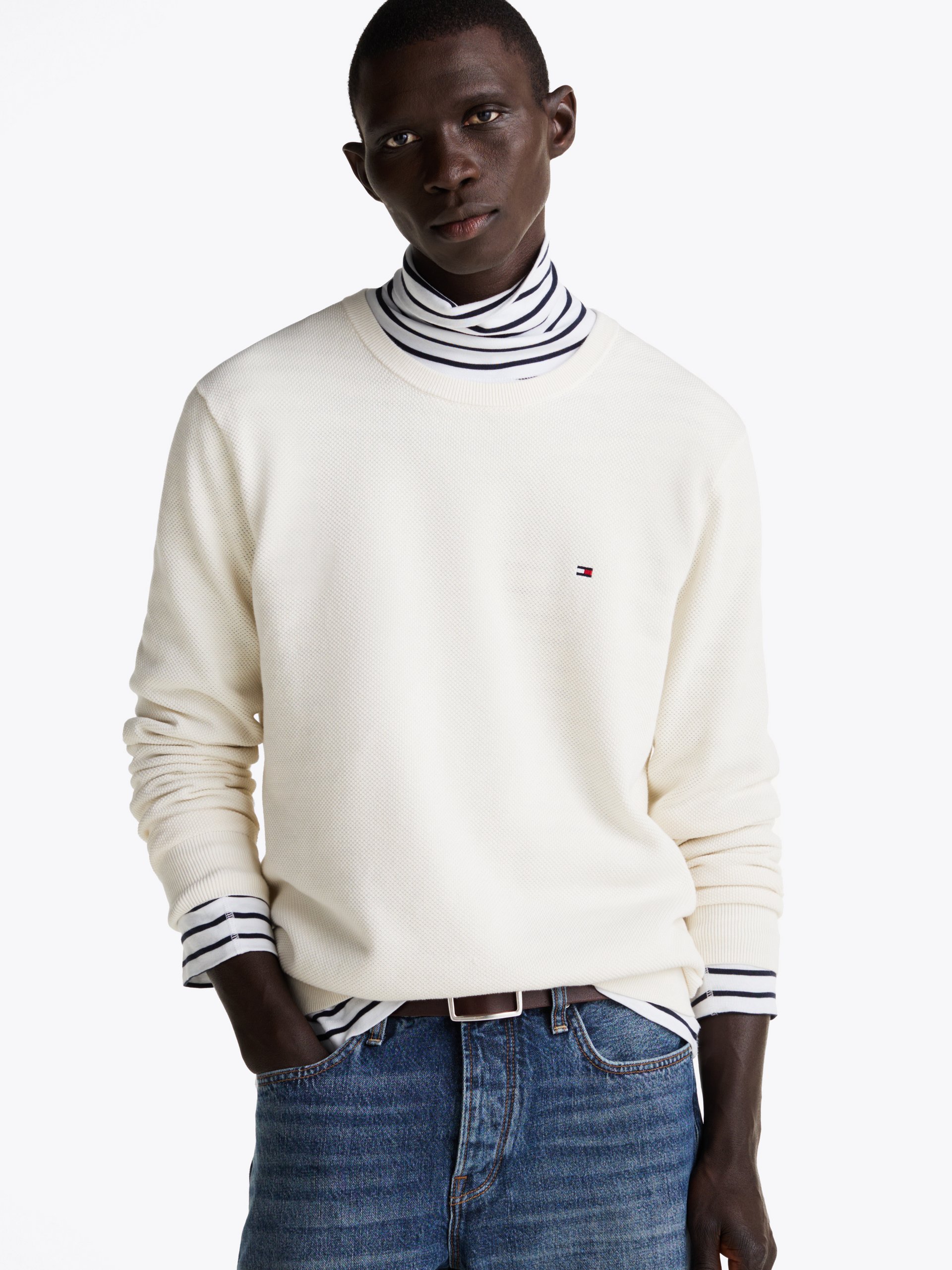 Tommy Hilfiger sweter Mężczyźni Bawełna biały