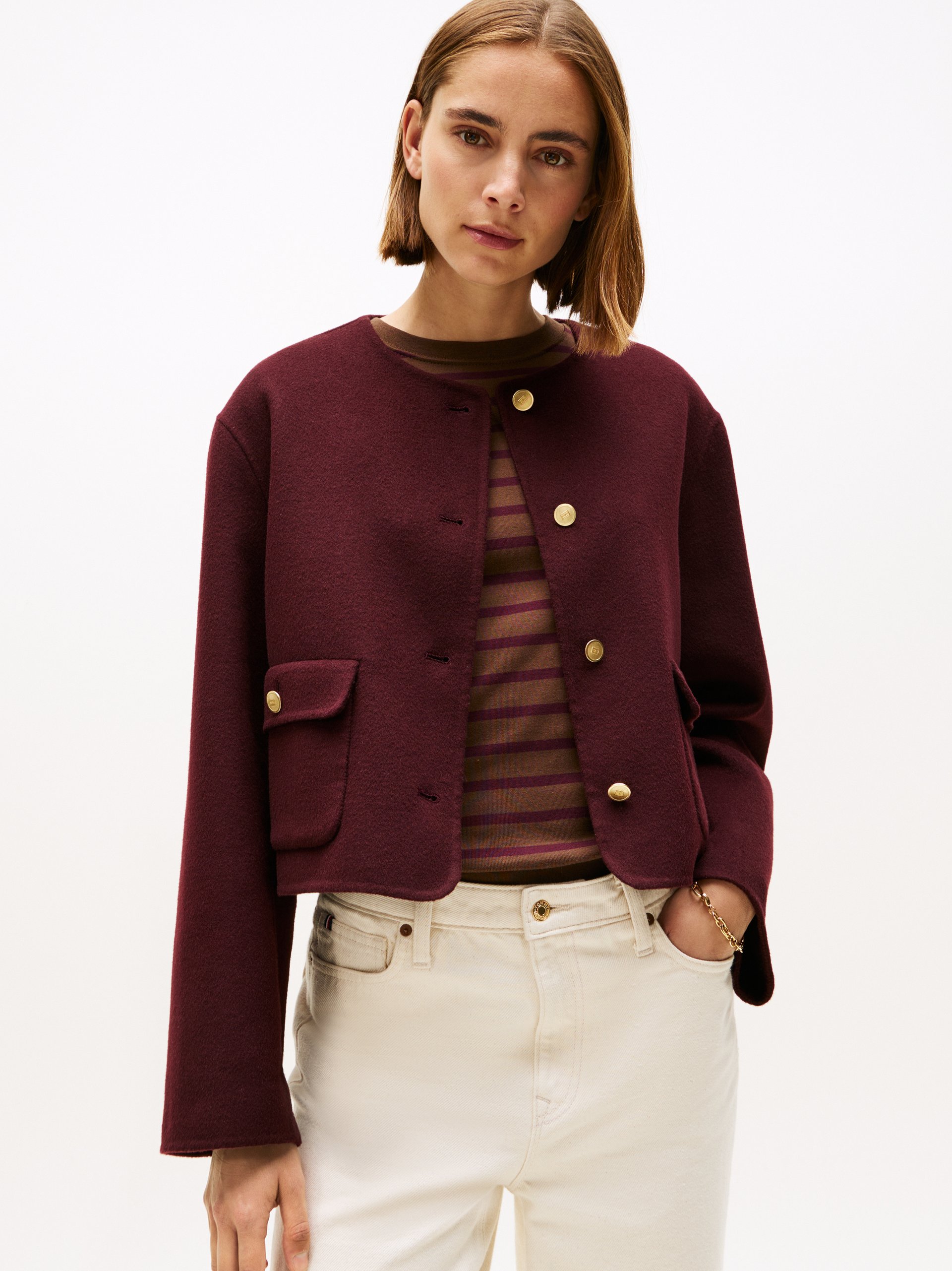 Tommy Hilfiger kurtka pudełkowa z zawartością wełny Kobiety czerwony