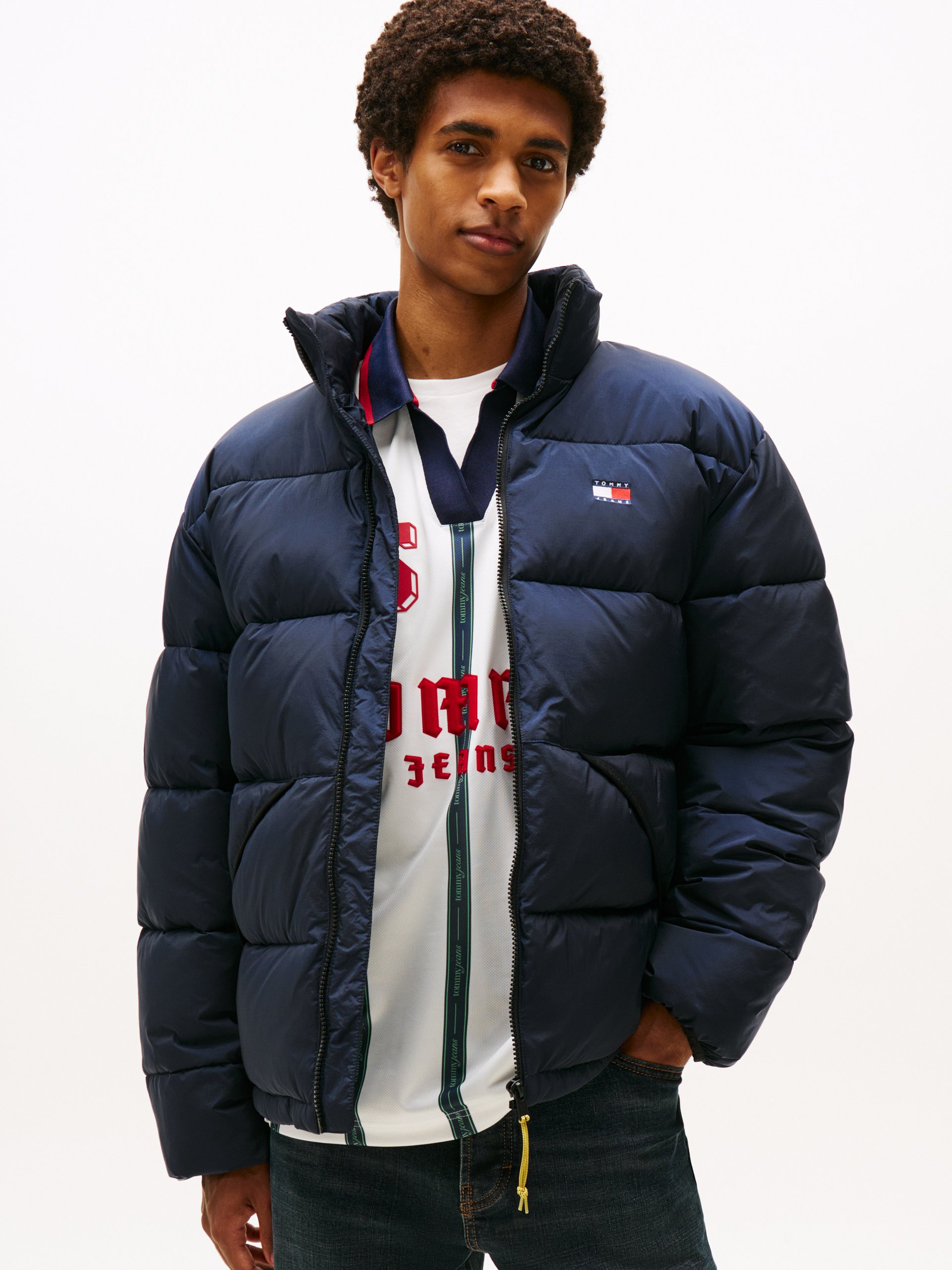 Tommy Jeans Pikowana kurtka Mężczyźni niebieski
