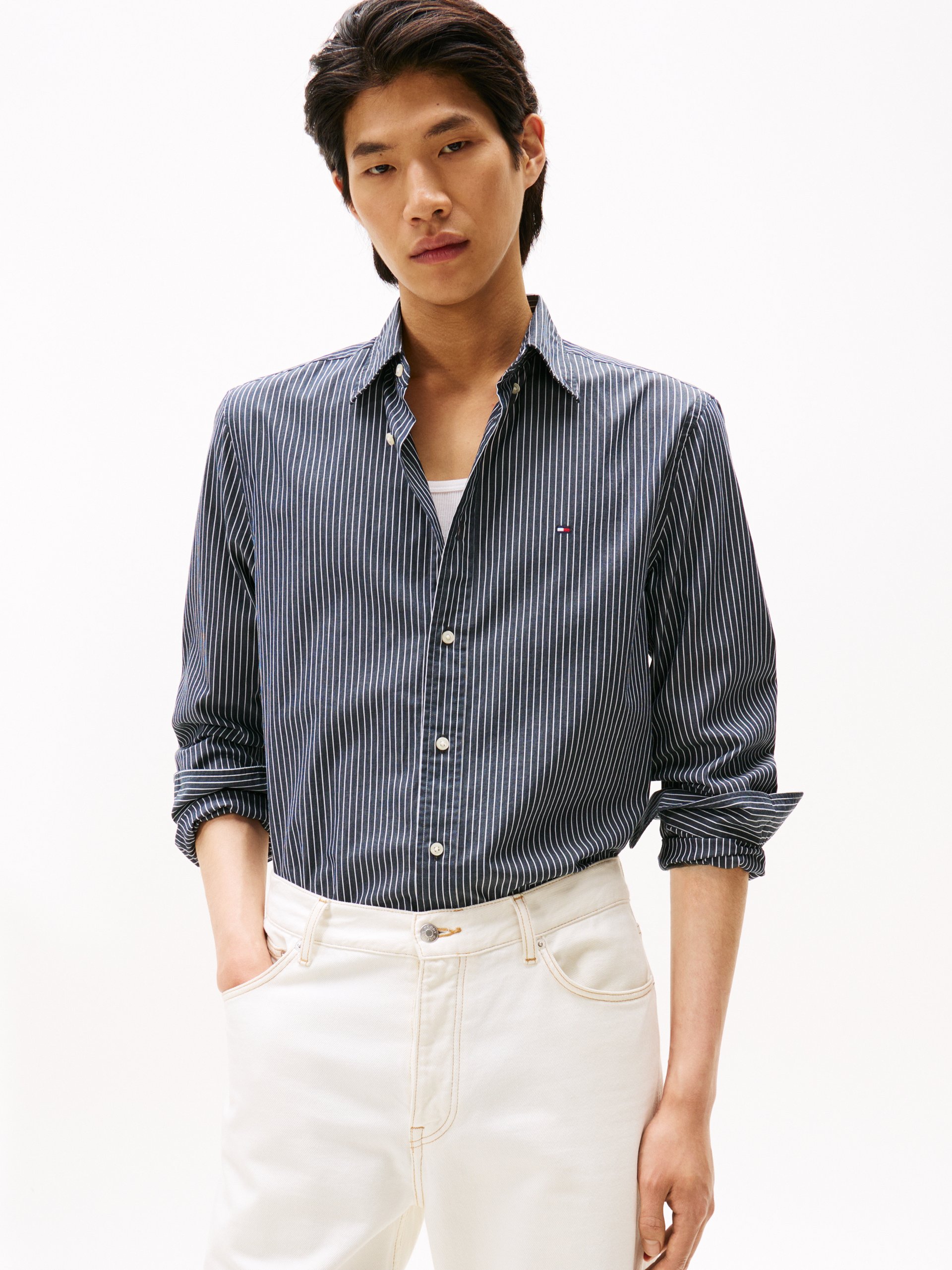 Tommy Hilfiger koszula casual Mężczyźni Regular Fit Bawełna szary|biały