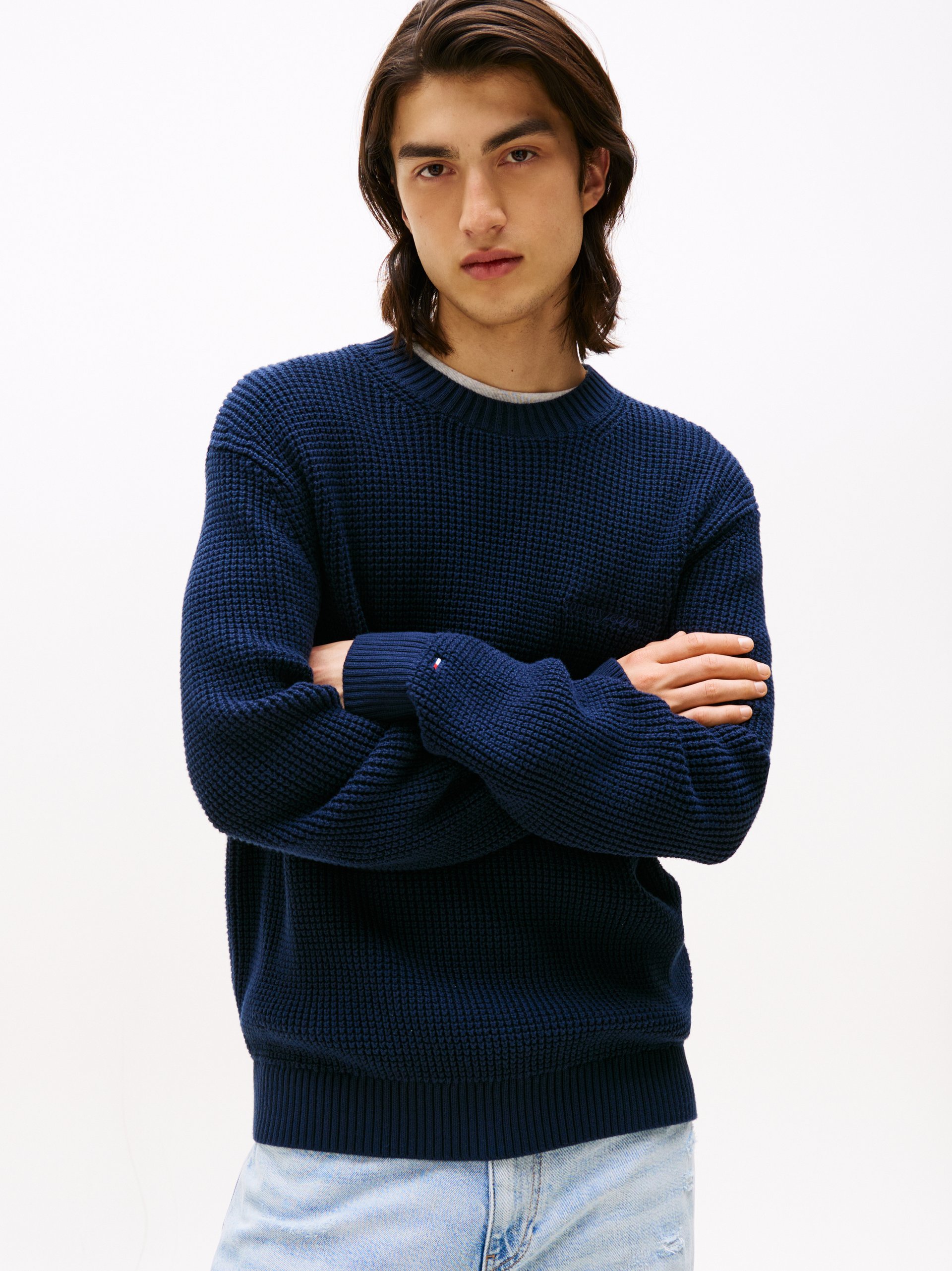 Tommy Jeans sweter z dzianiny Mężczyźni Bawełna niebieski