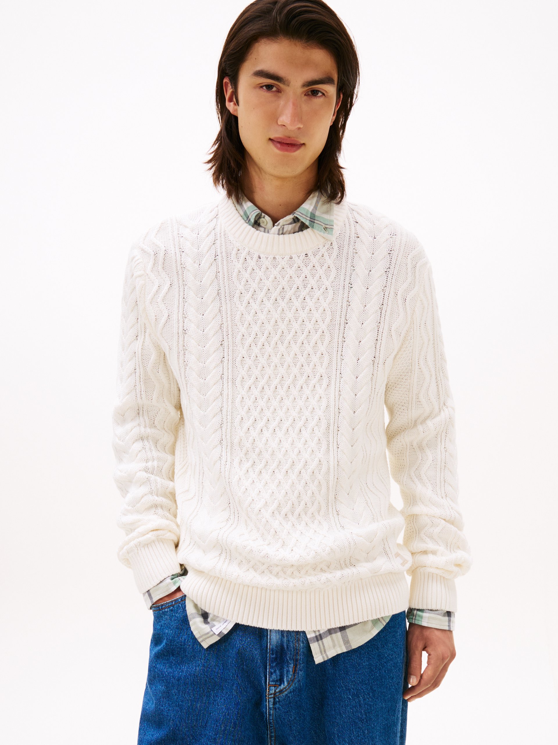 Tommy Jeans sweter Mężczyźni Bawełna biały
