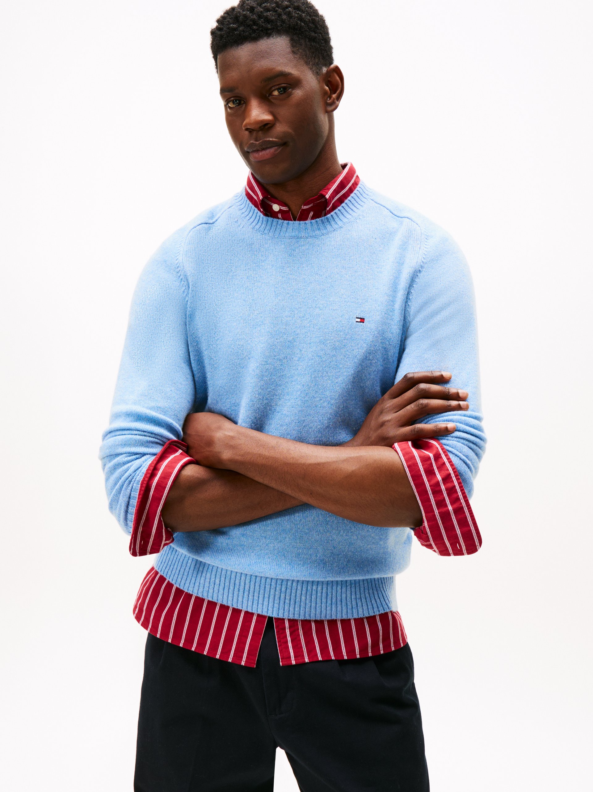 Tommy Hilfiger wełniany sweter Mężczyźni Wełna niebieski