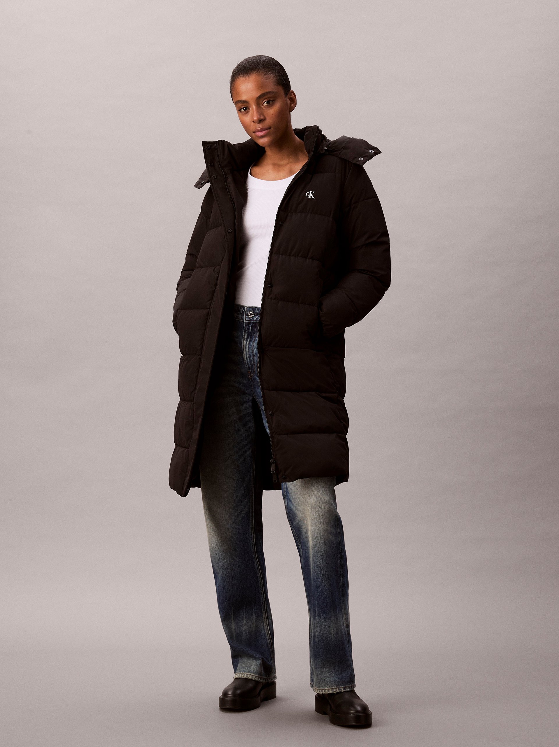 Calvin Klein Jeans Pikowany płaszcz Kobiety czarny