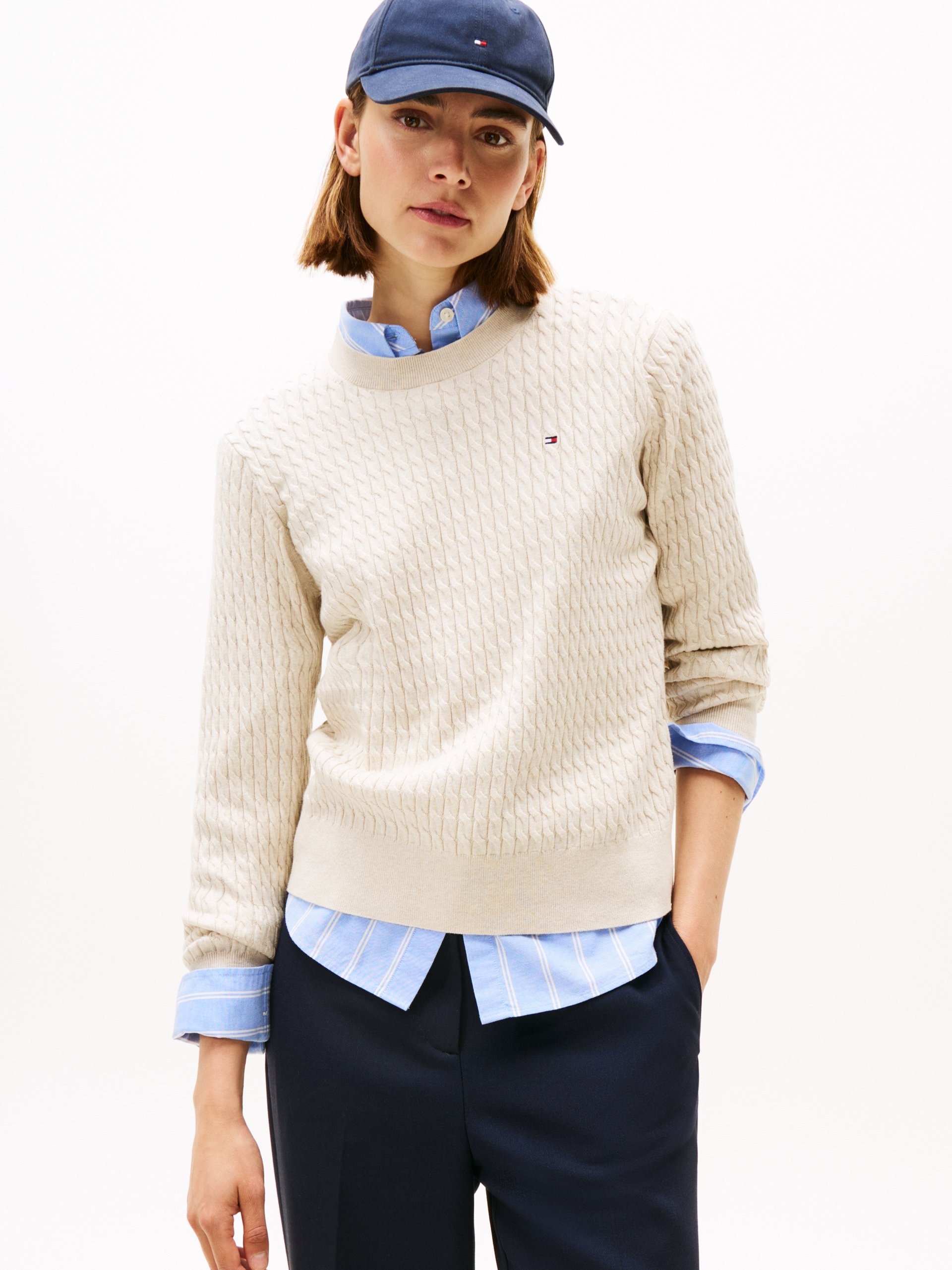 Tommy Hilfiger Sweter z dzianiny Kobiety Bawełna beżowy