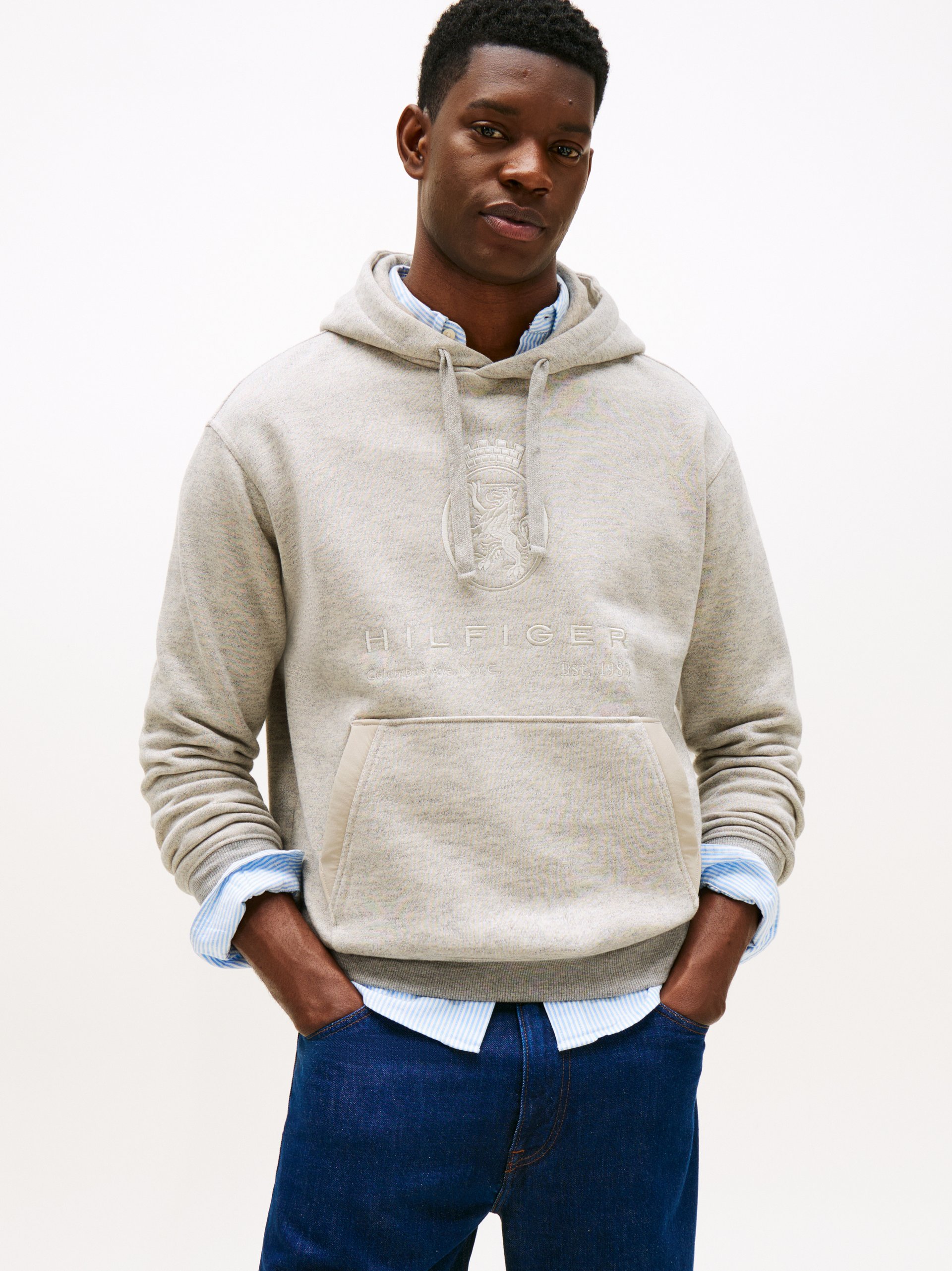 Tommy Hilfiger sweter z kapturem Mężczyźni Materiał dresowy szary