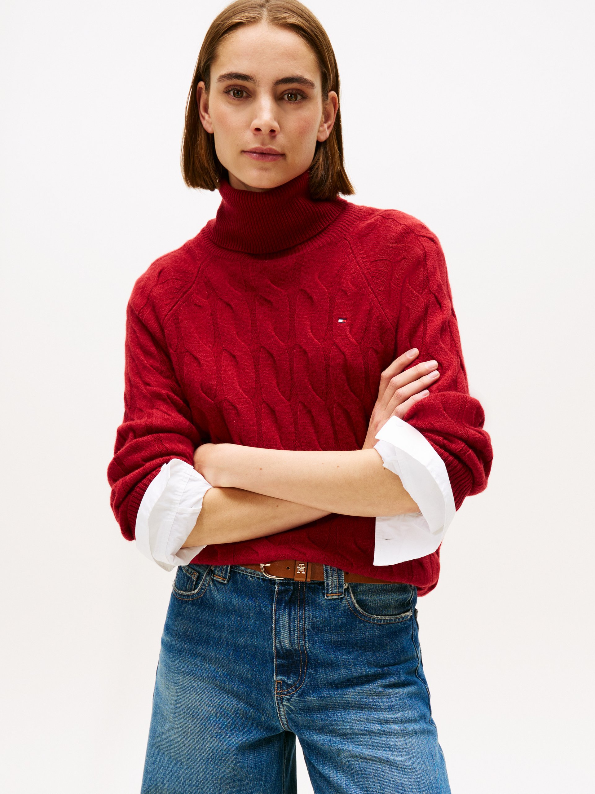 Tommy Hilfiger Wełniany sweter Kobiety Wełna czerwony