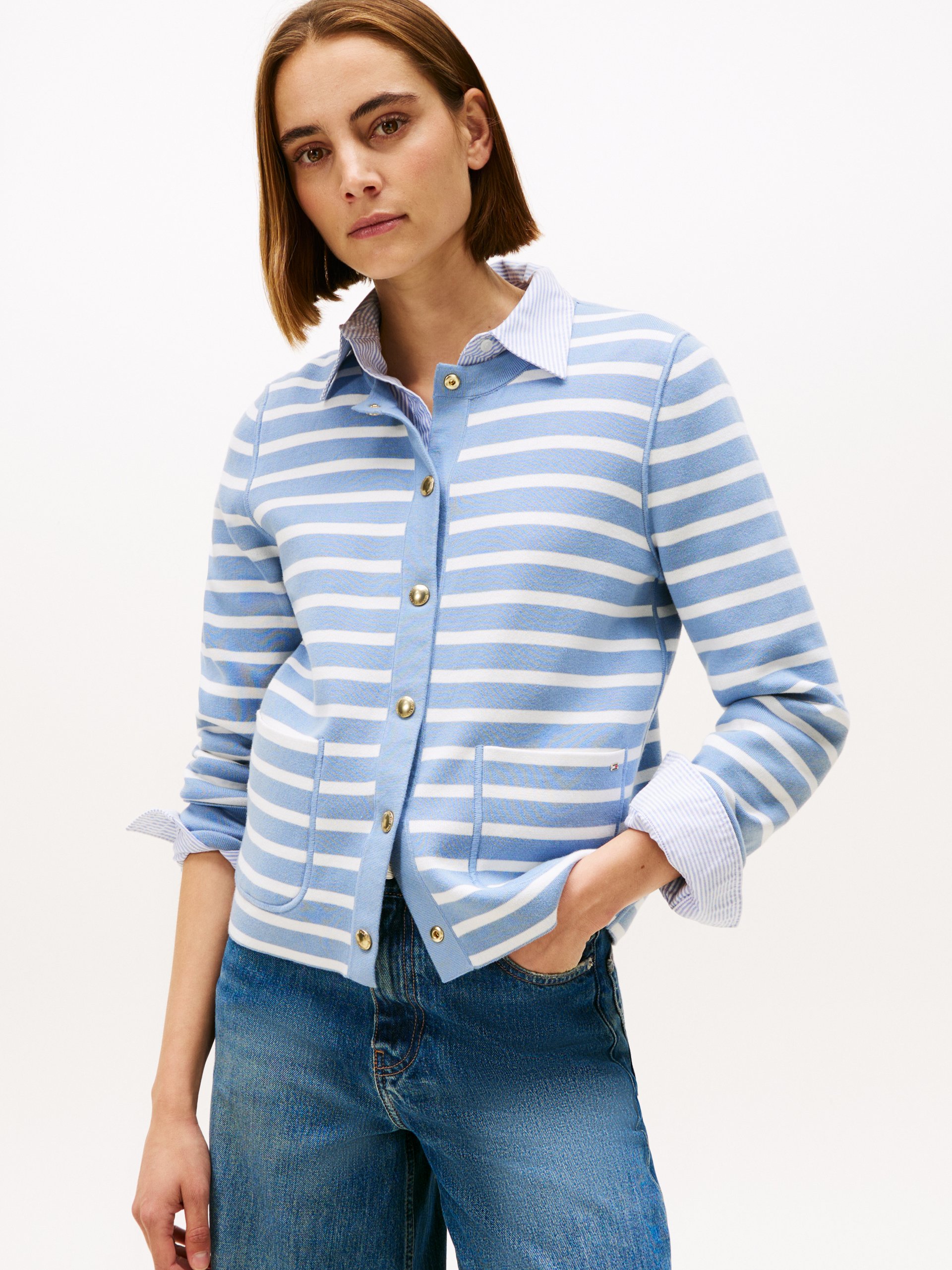 Tommy Hilfiger dwustronny kardigan Kobiety Bawełna niebieski