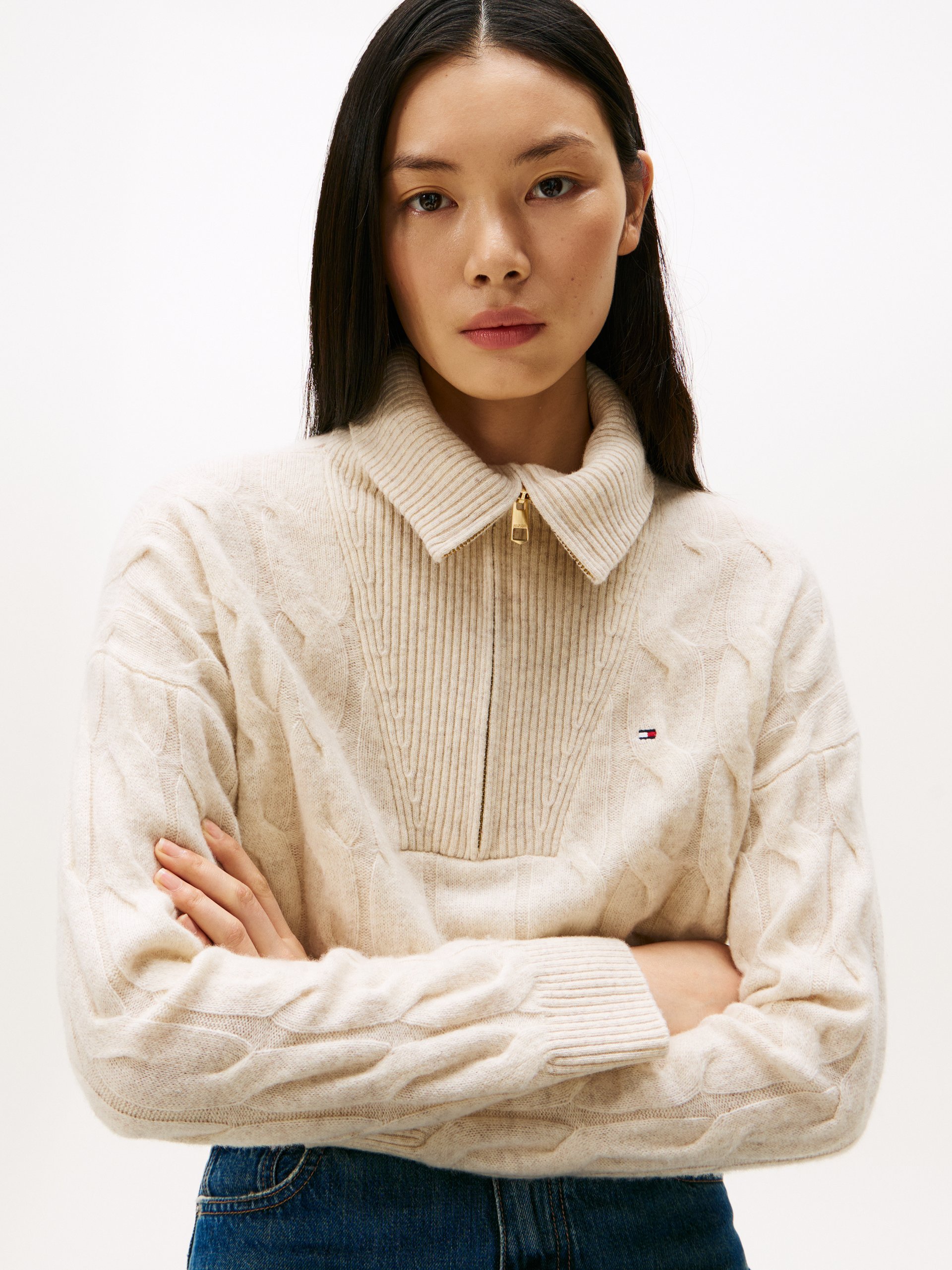 Tommy Hilfiger Wełniany sweter Kobiety Wełna biały