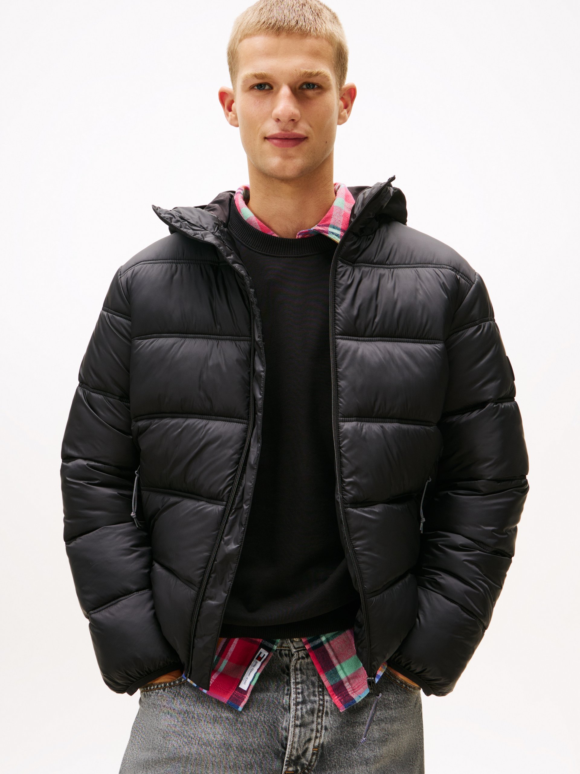 Tommy Jeans Pikowana kurtka Mężczyźni Sztuczne włókno czarny