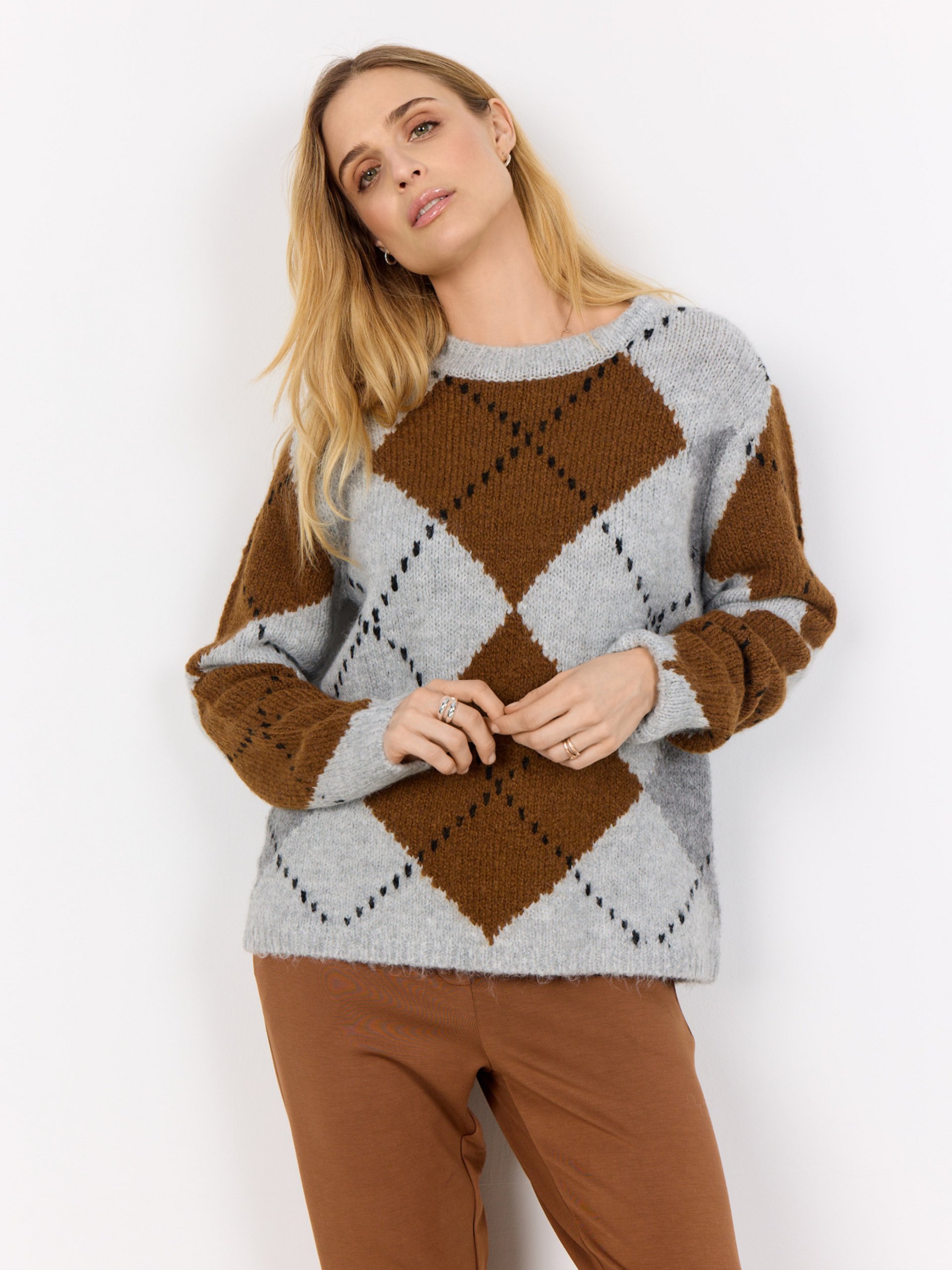 soyaconcept® sweter z dzianiny z zawartością wełny - SC-Acacie 1 Kobiety szary|brązowy|czarny