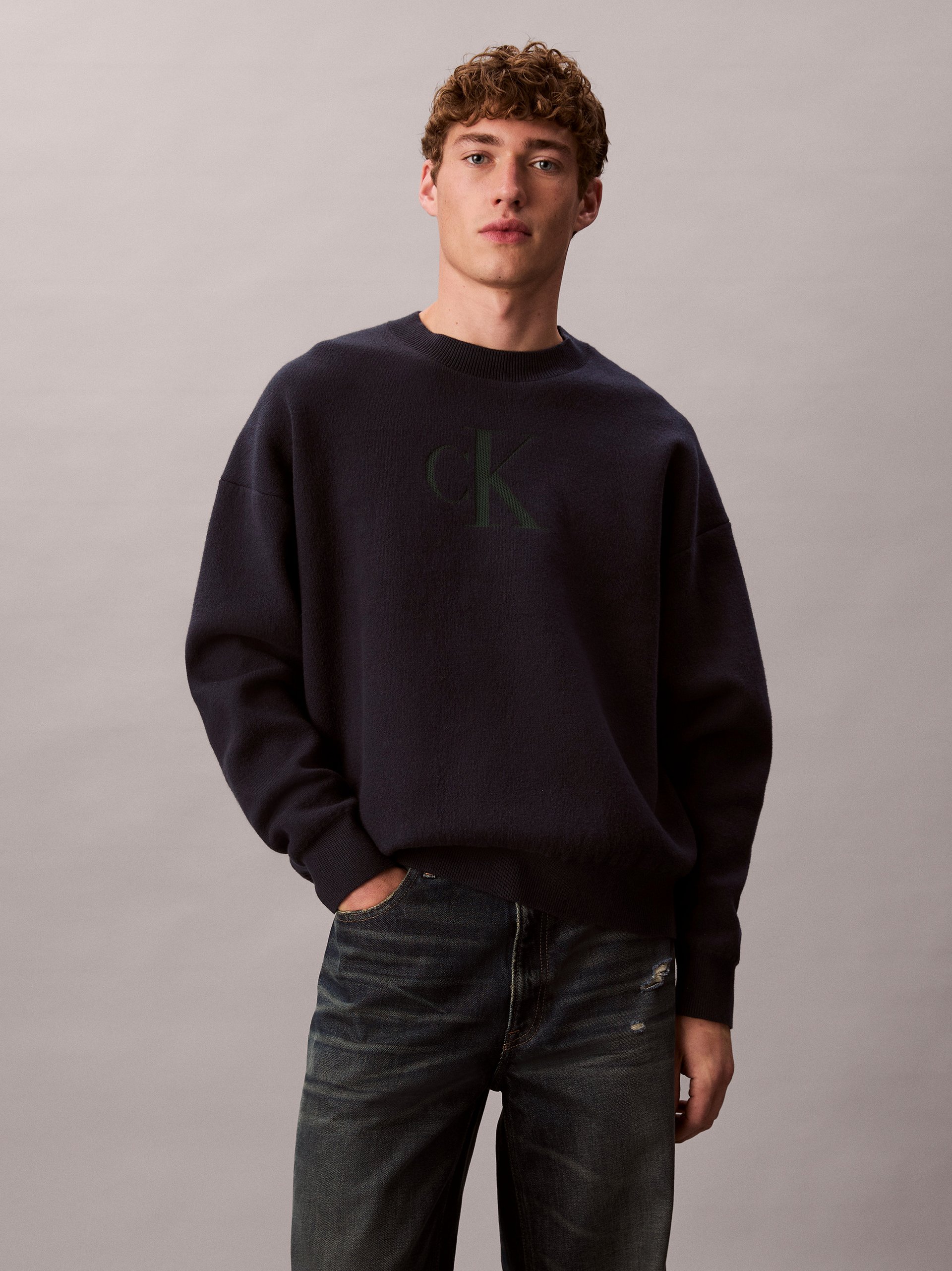 Calvin Klein Jeans sweter z dzianiny Mężczyźni niebieski