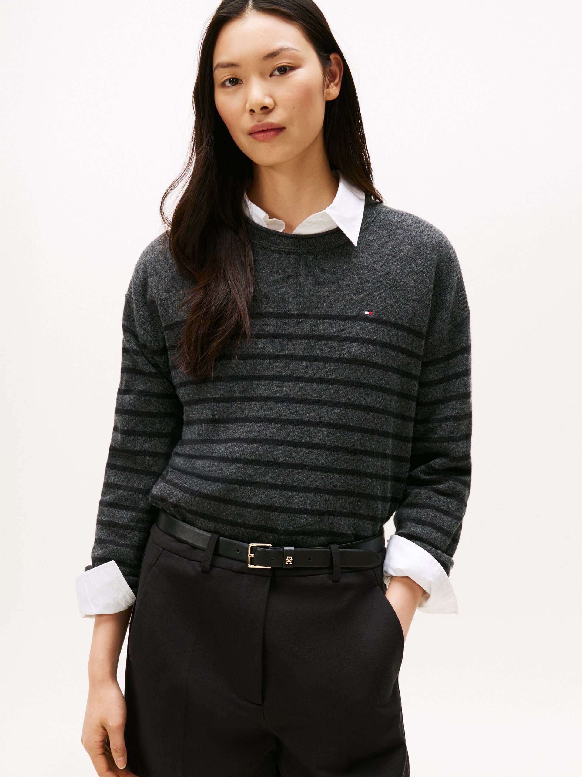 Tommy Hilfiger Wełniany sweter Kobiety drobna dzianina szary