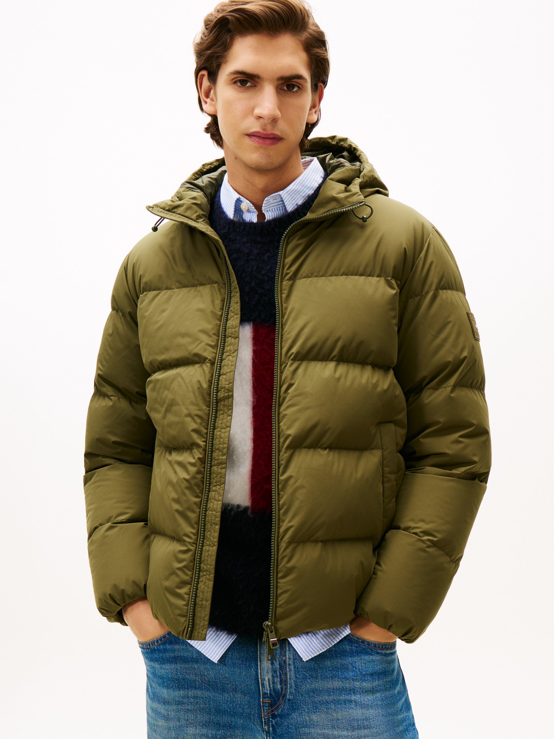 Tommy Hilfiger kurtka puchowa Mężczyźni Sztuczne włókno zielony