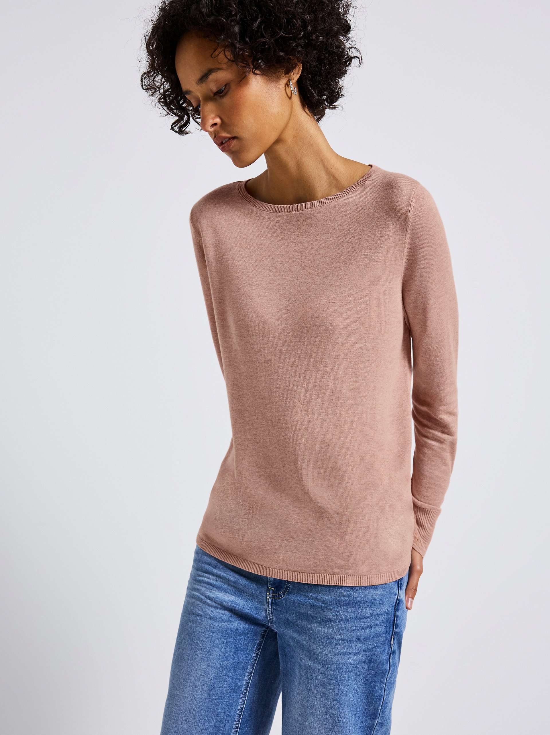 Street One Sweter z dzianiny Kobiety drobna dzianina różowy|pomarańczowy