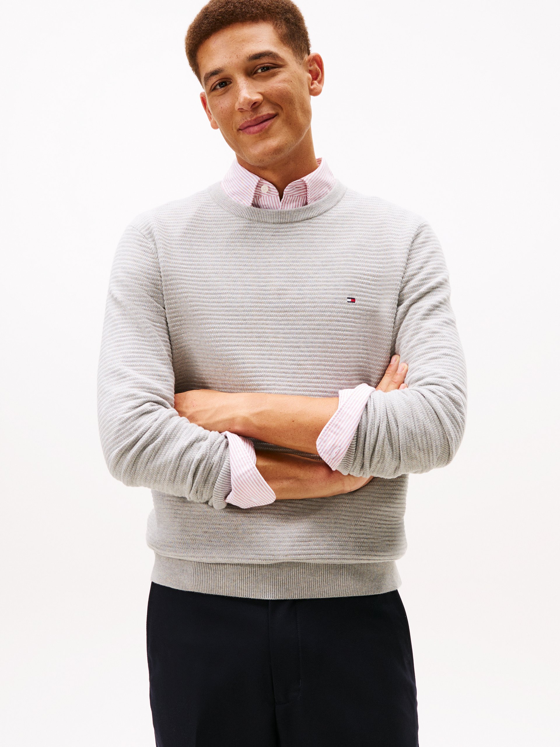 Tommy Hilfiger sweter z dzianiny Mężczyźni Bawełna szary