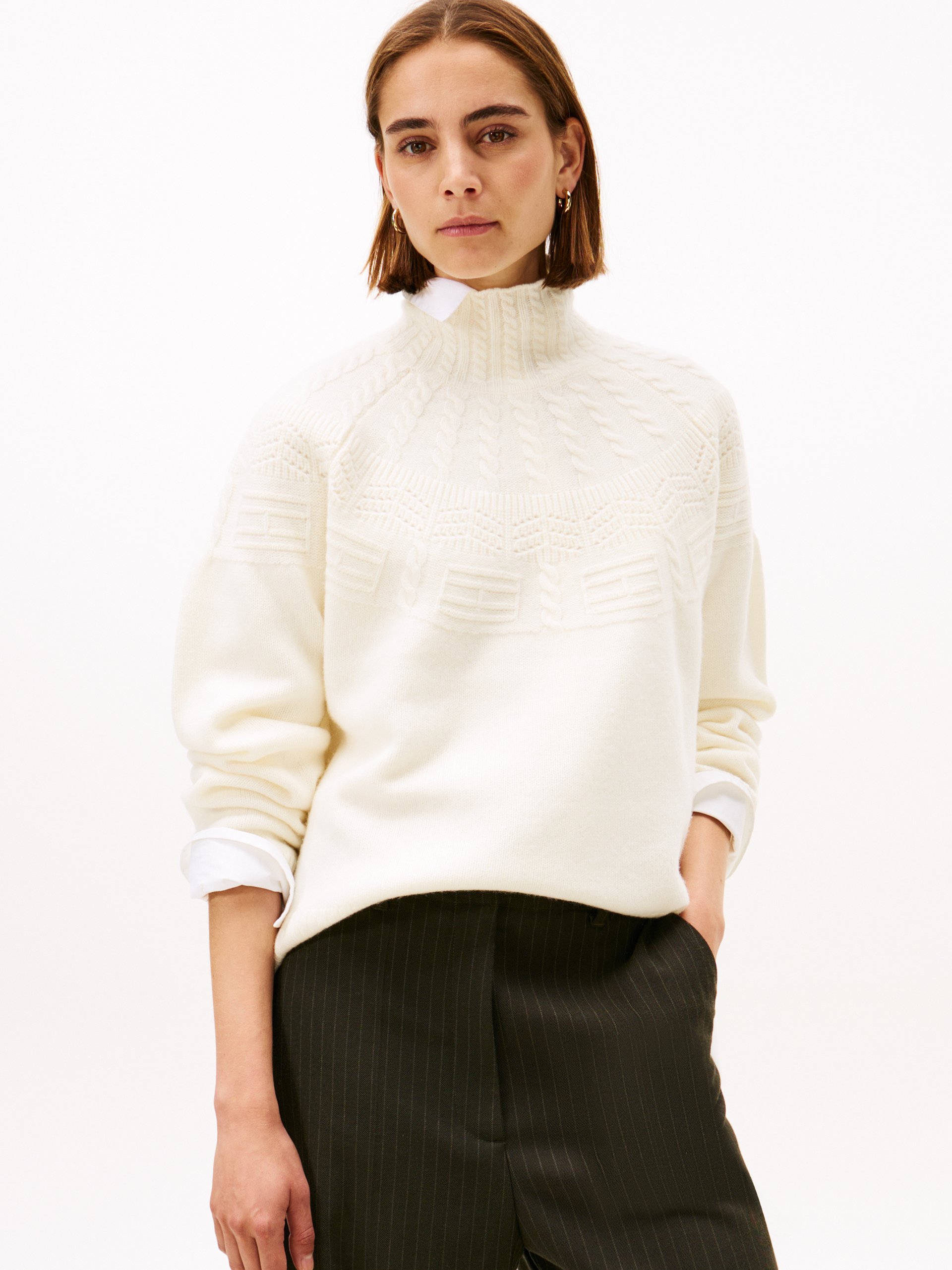 Tommy Hilfiger Wełniany sweter Kobiety biały