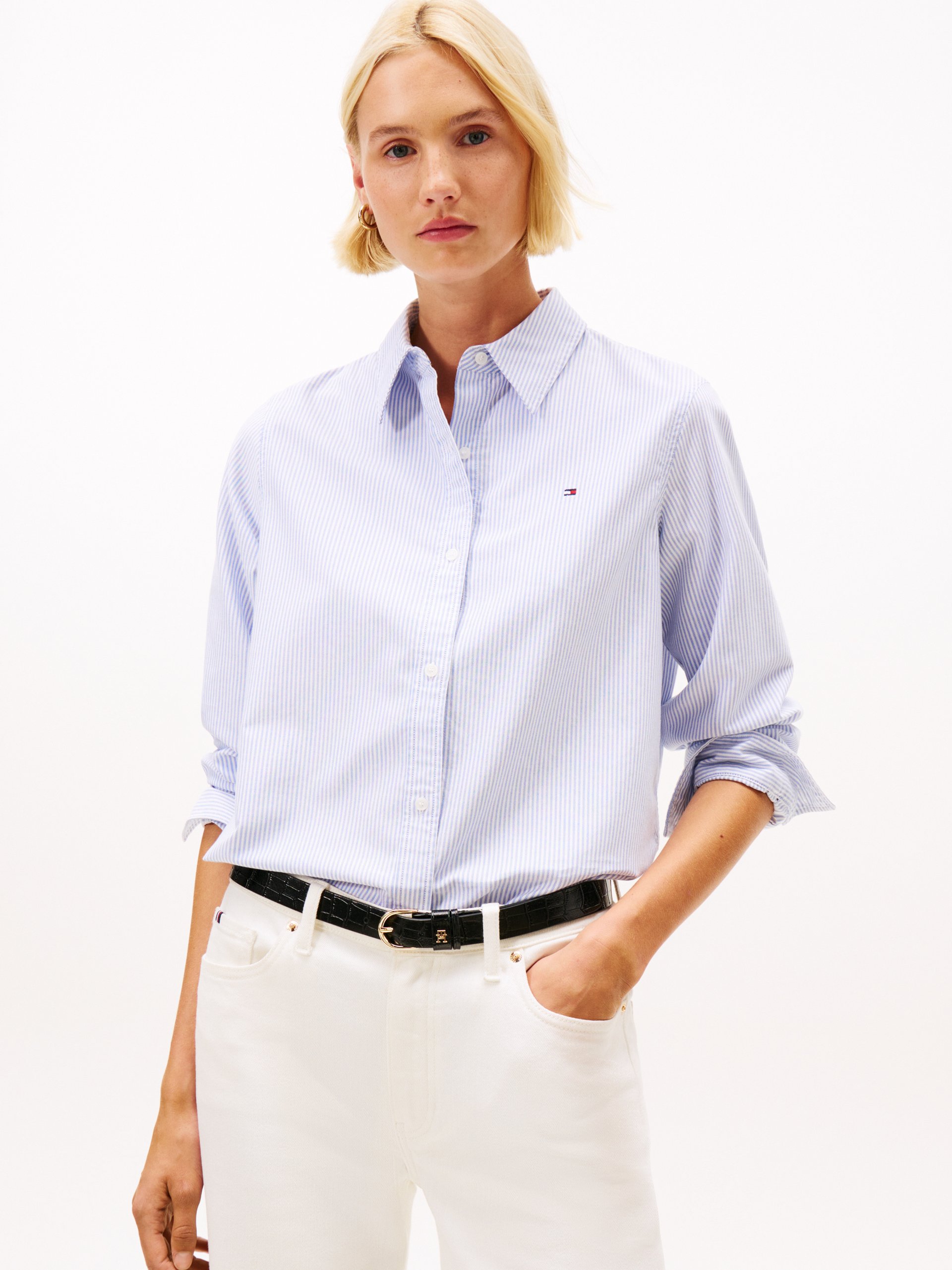 Tommy Hilfiger bluzka koszulowa Kobiety Bawełna niebieski|biały