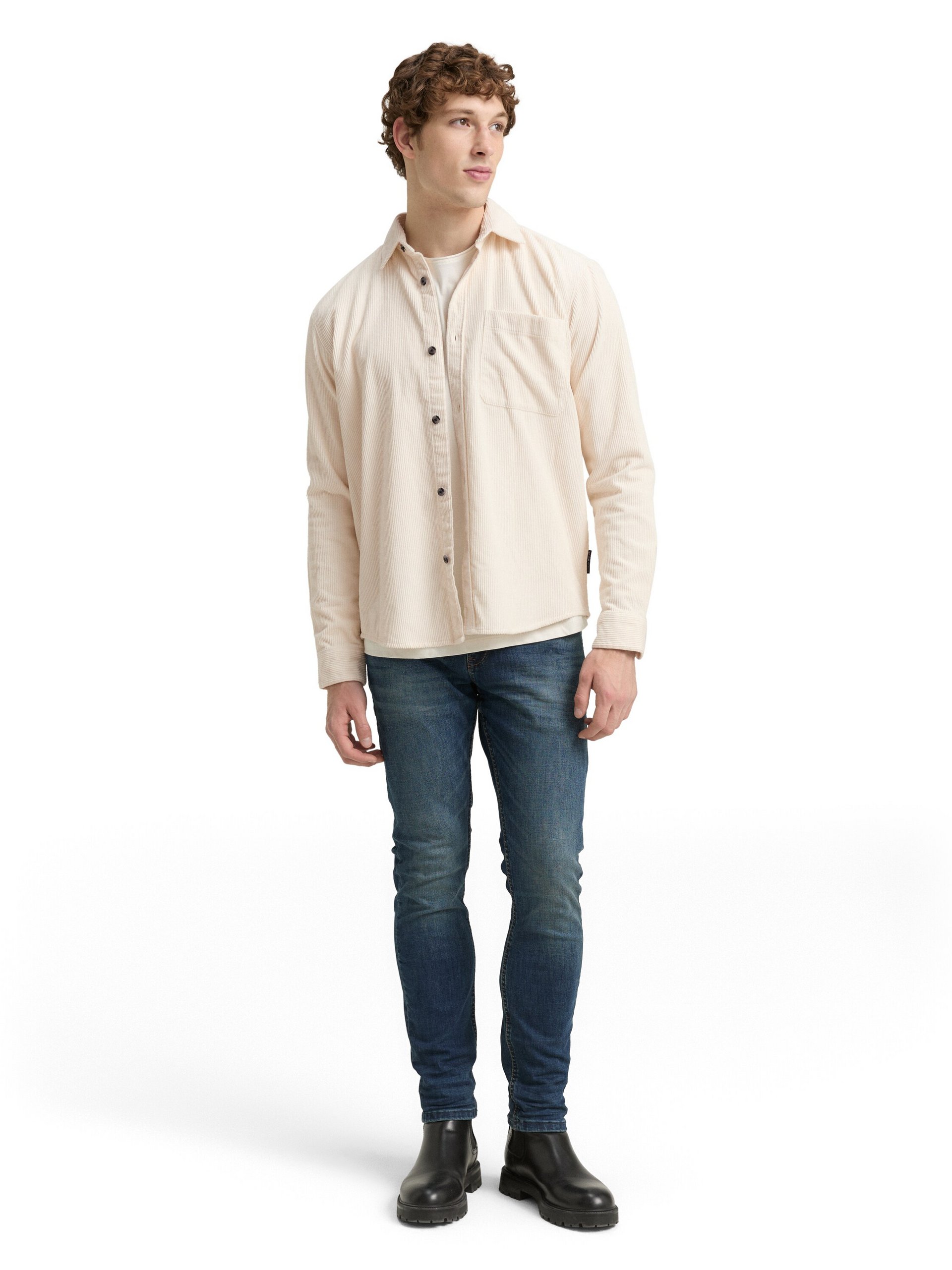 Tom Tailor Denim koszula sztruksowa Mężczyźni Comfort Fit Bawełna beżowy
