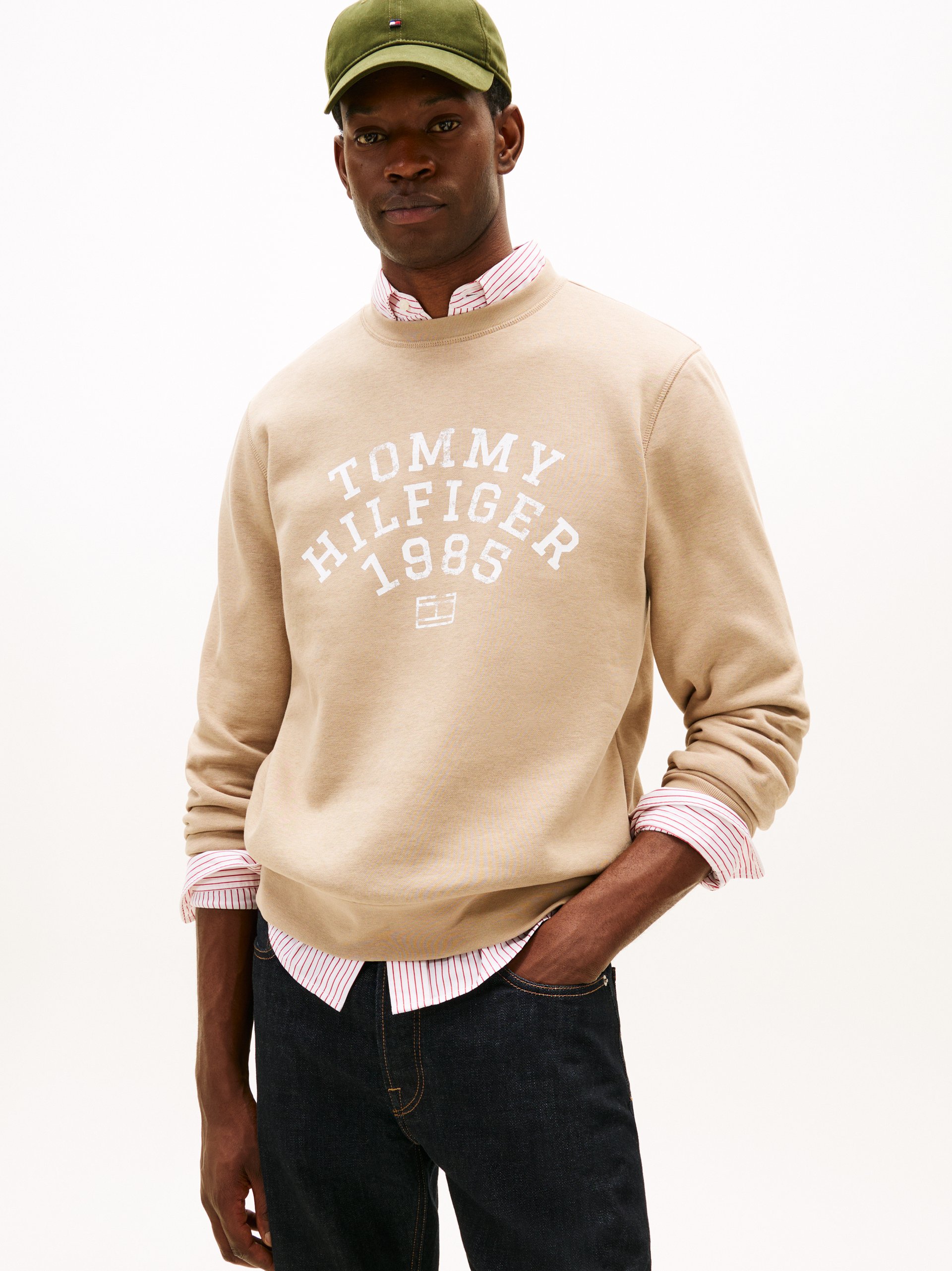 Tommy Hilfiger Bluza Mężczyźni Bawełna brązowy|biały