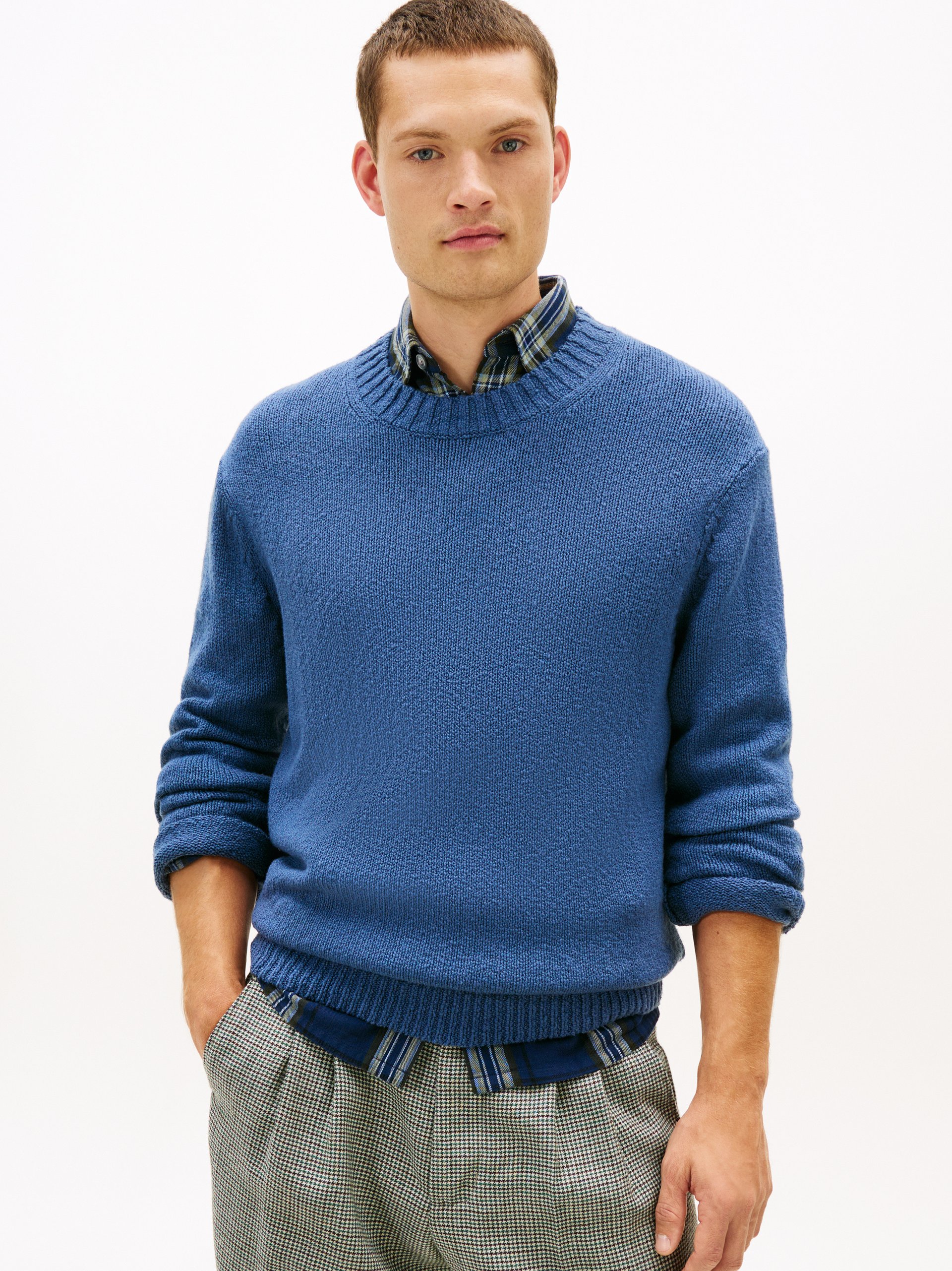 Tommy Hilfiger sweter z dzianiny Mężczyźni Bawełna niebieski