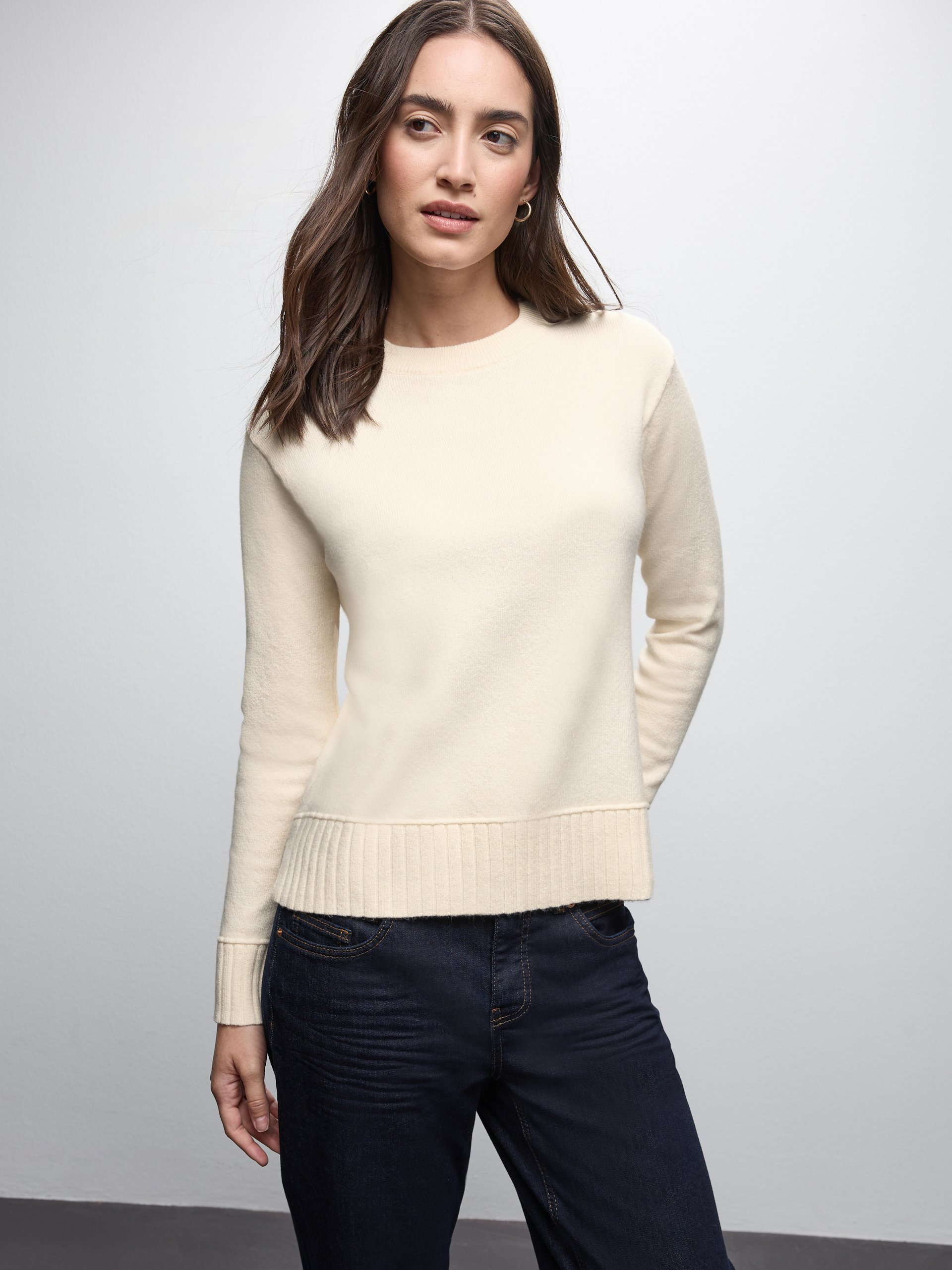 Street One Sweter z dzianiny Kobiety Sztuczne włókno biały