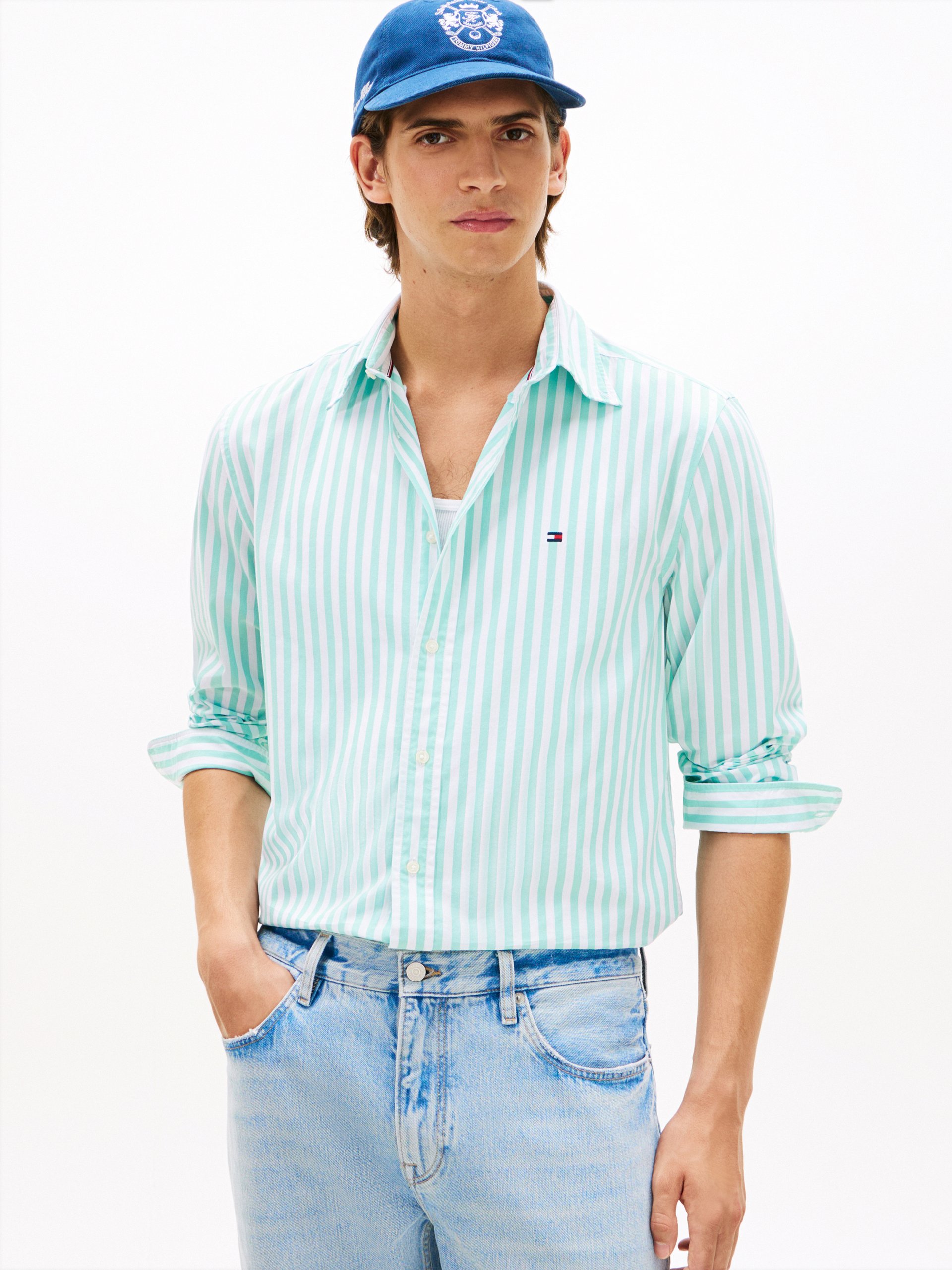 Tommy Hilfiger koszula casual Mężczyźni Regular Fit Bawełna biały|zielony