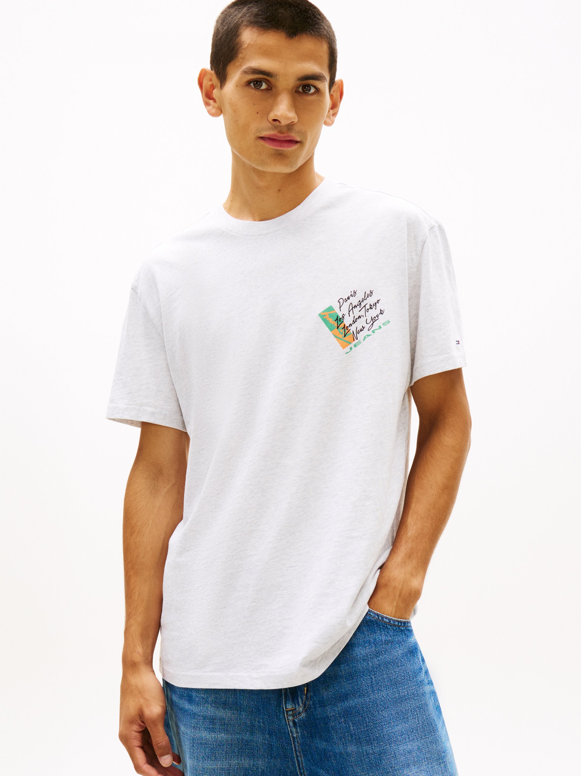 Tommy Jeans Koszulka Mężczyźni Bawełna szary