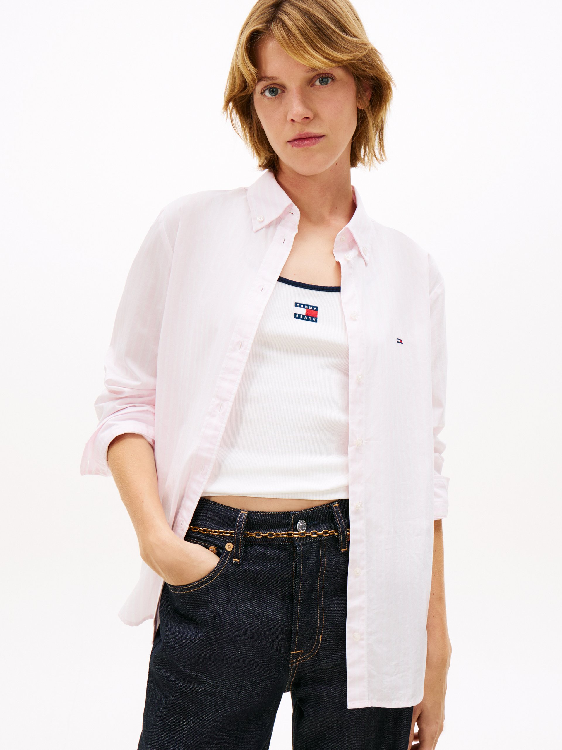 Tommy Jeans Bluzka Kobiety Bawełna różowy