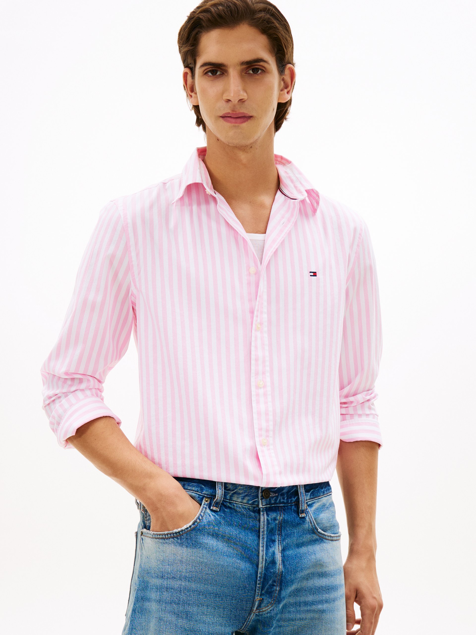 Tommy Hilfiger koszula casual Mężczyźni Regular Fit Bawełna biały|różowy