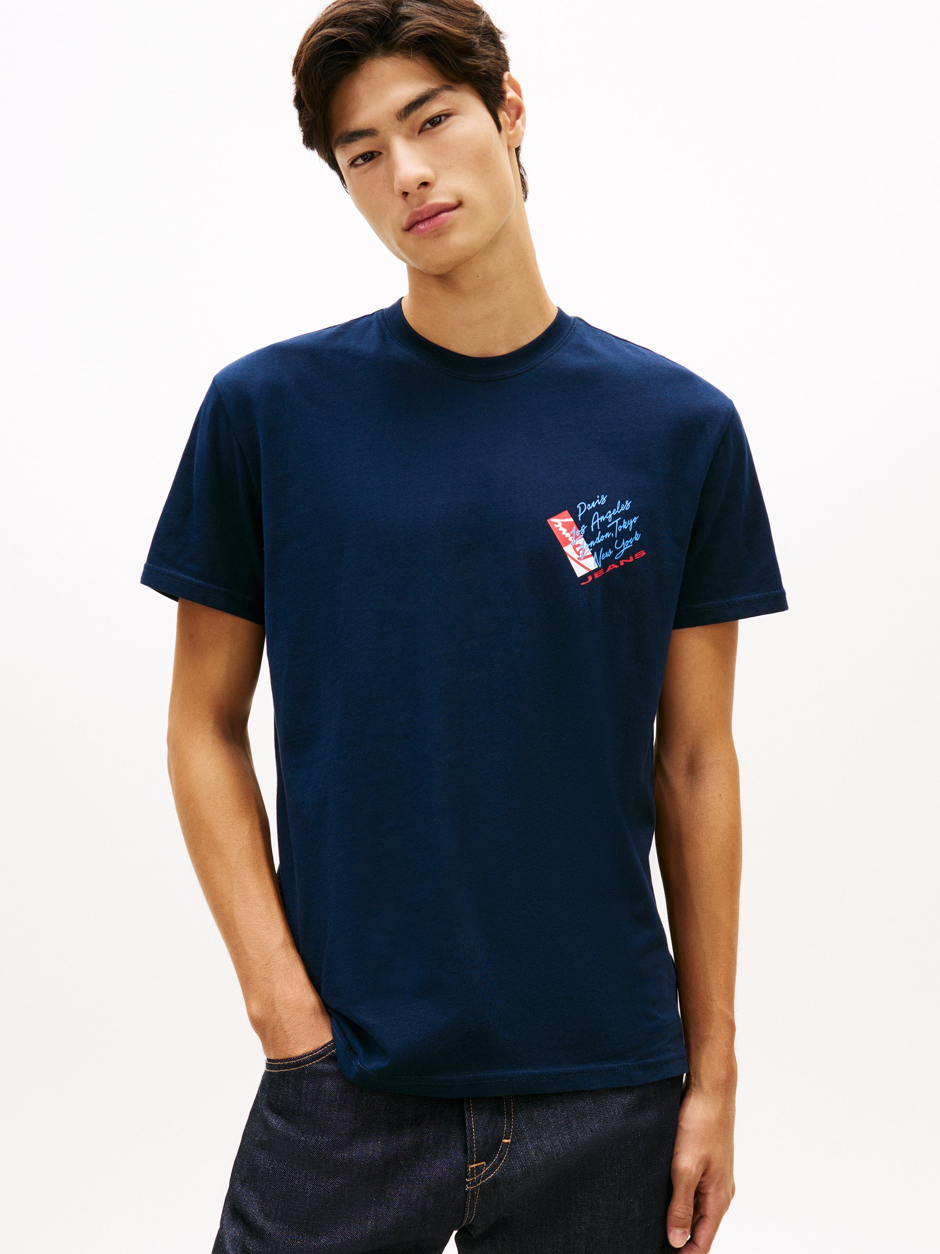 Tommy Jeans Koszulka Mężczyźni Bawełna niebieski