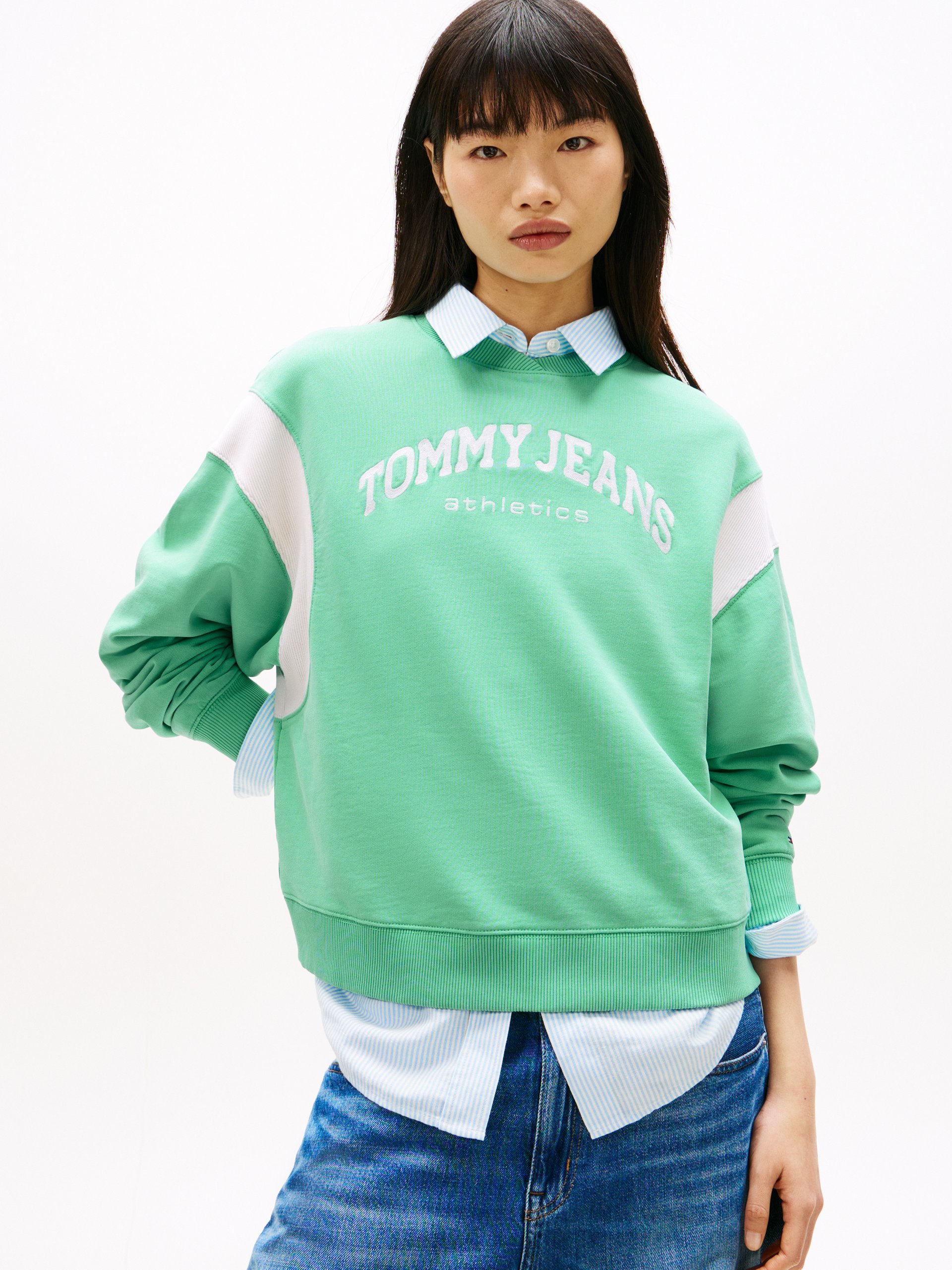 Tommy Jeans Bluza Kobiety Bawełna zielony|niebieski