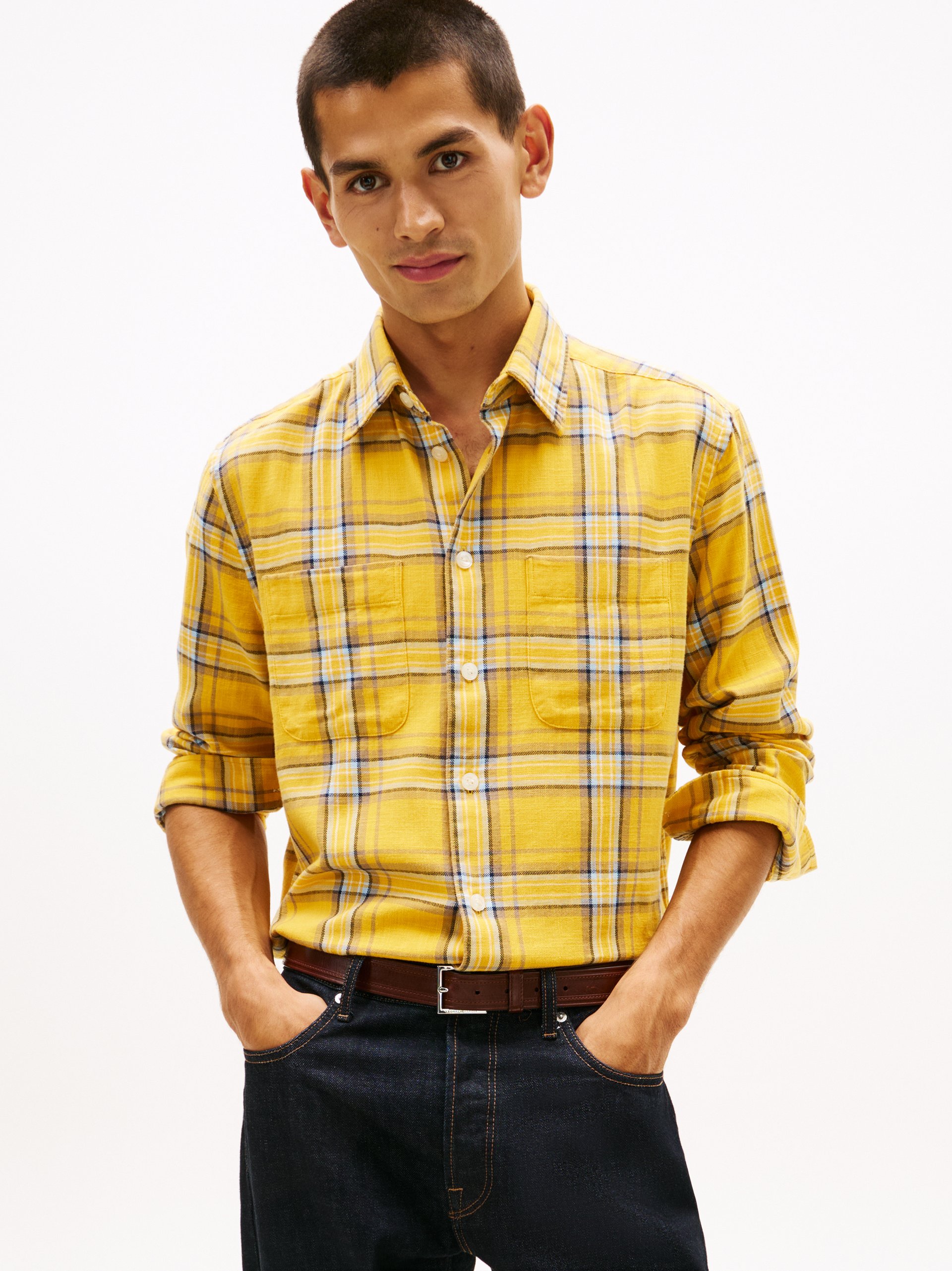 Tommy Hilfiger koszula casual Mężczyźni Regular Fit Bawełna żółty