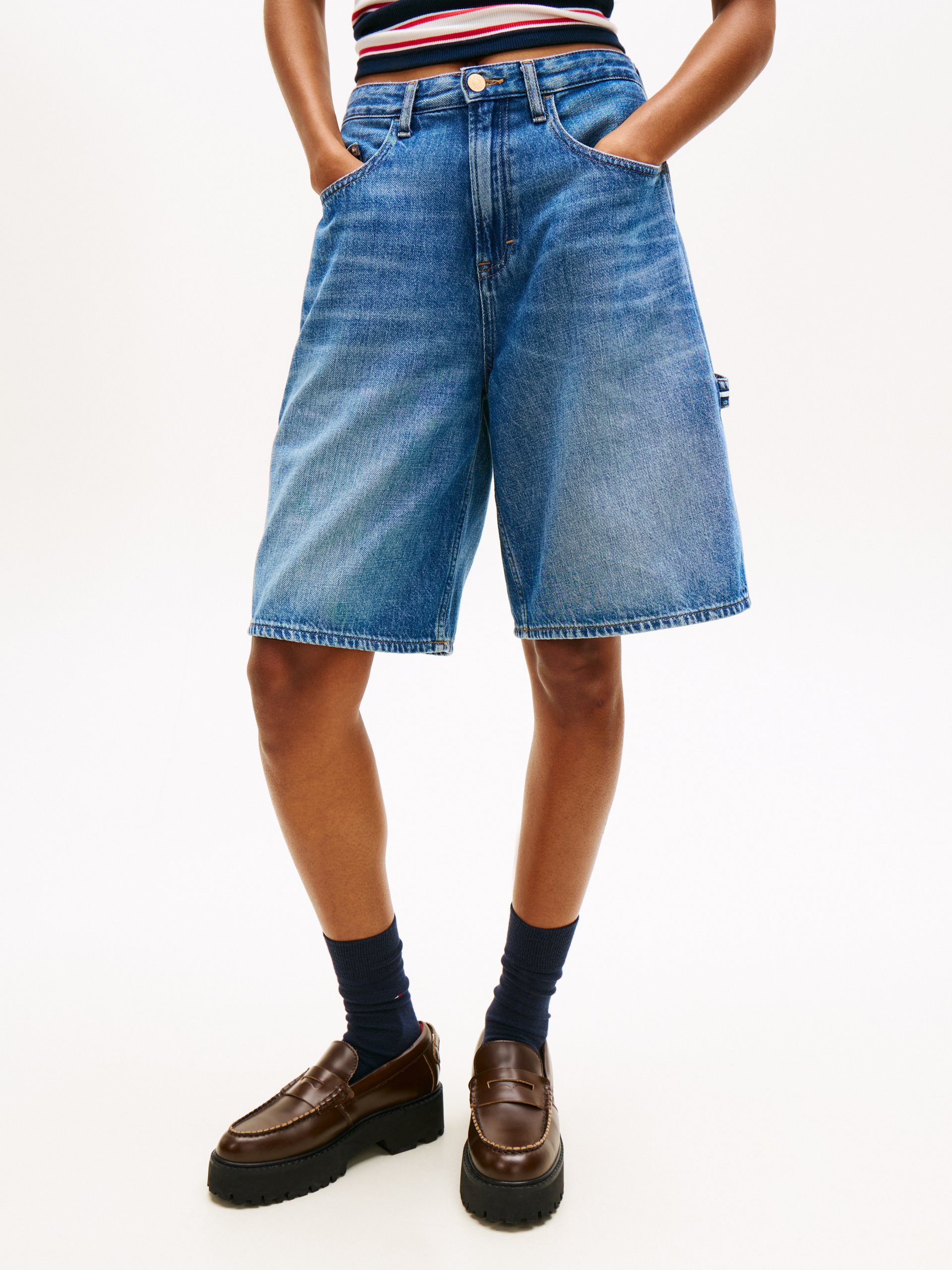 Tommy Jeans dżinsowe szorty bermudy Kobiety Bawełna niebieski