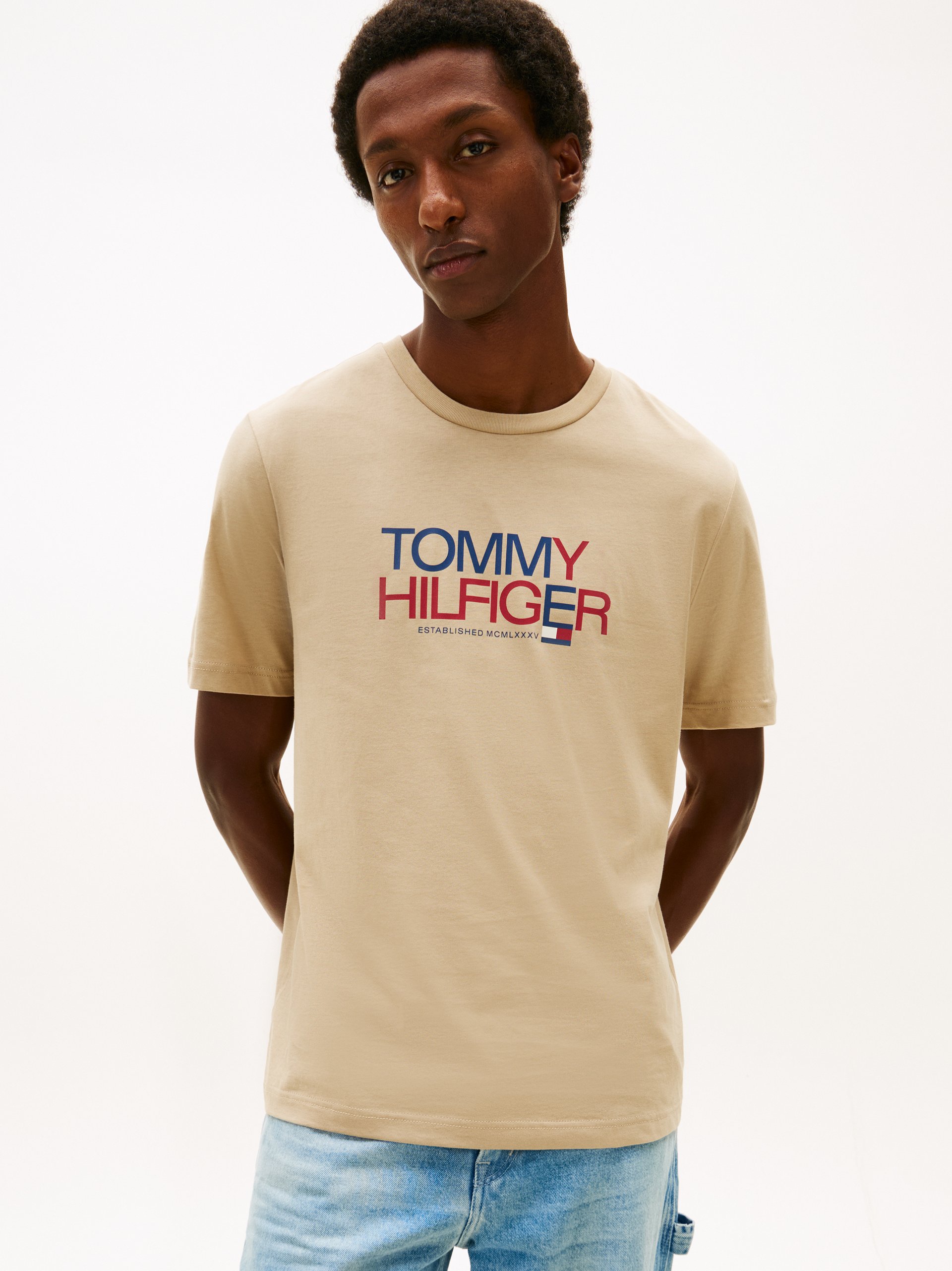 Tommy Hilfiger Koszulka Mężczyźni Bawełna beżowy|niebieski|czerwony