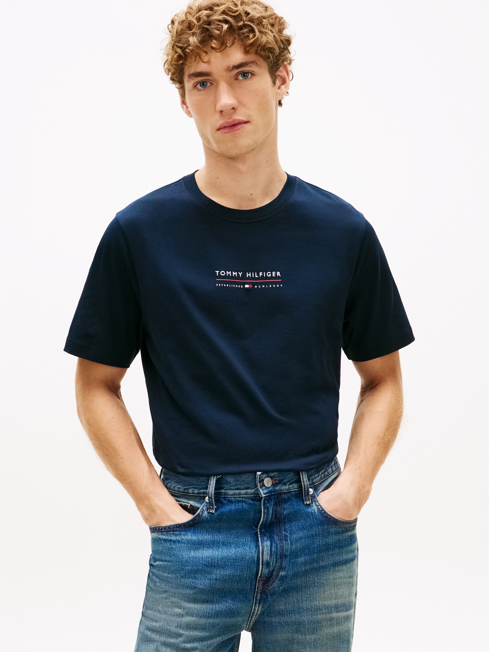 Tommy Hilfiger Koszulka - Brand Love Mężczyźni Bawełna (100%) niebieski
