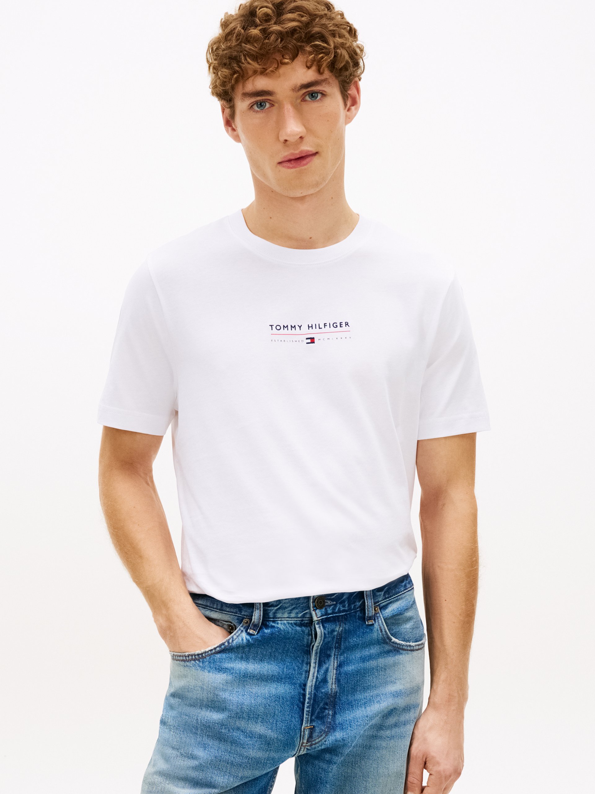 Tommy Hilfiger Koszulka - Brand Love Mężczyźni Bawełna (100%) biały