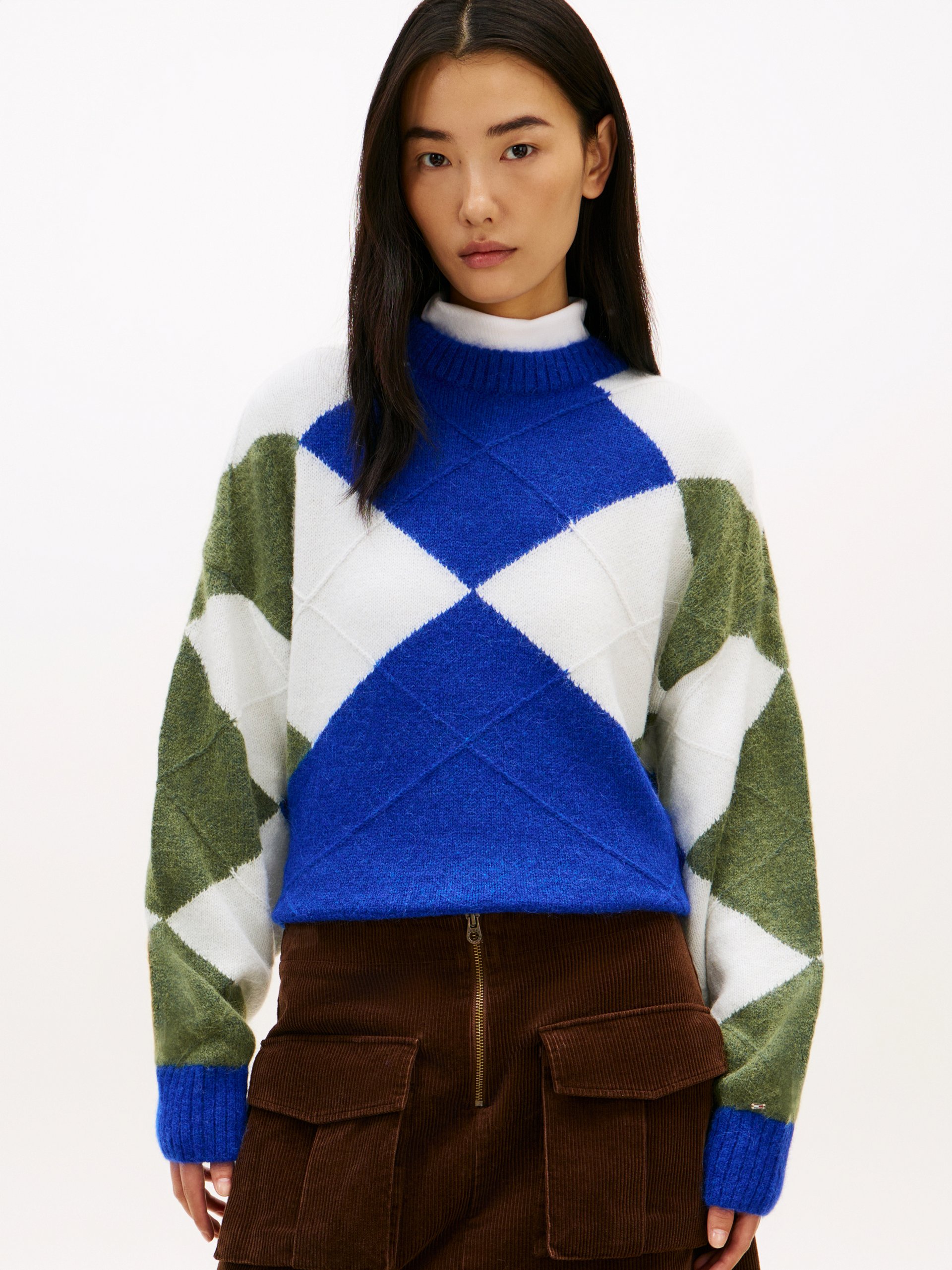 Tommy Hilfiger Sweter z dzianiny z alpaki Kobiety niebieski|biały|zielony, S/M