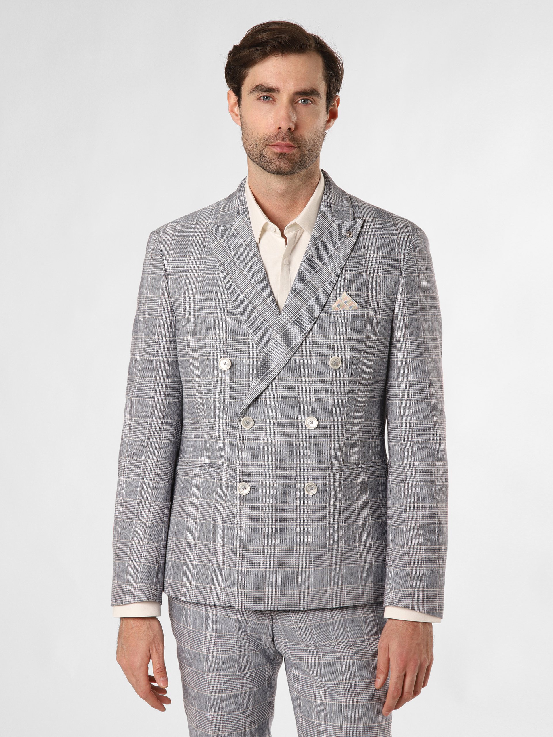 Finshley & Harding London kurtka modułowa z zawartością lnu - Brixdon Mężczyźni Slim Fit Bawełna niebieski