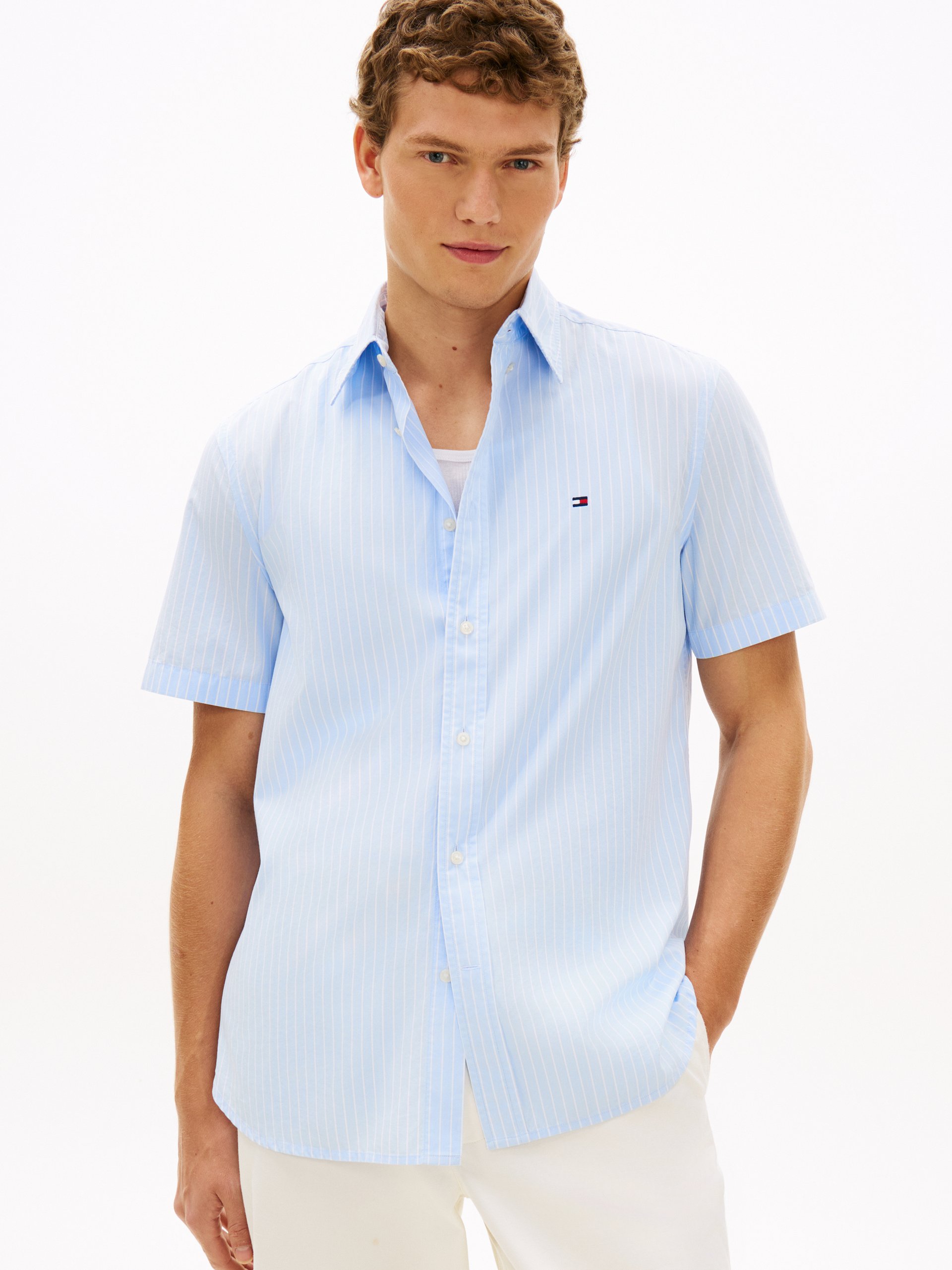 Tommy Hilfiger koszulka z krótkim rękawem Mężczyźni Regular Fit Bawełna niebieski|biały