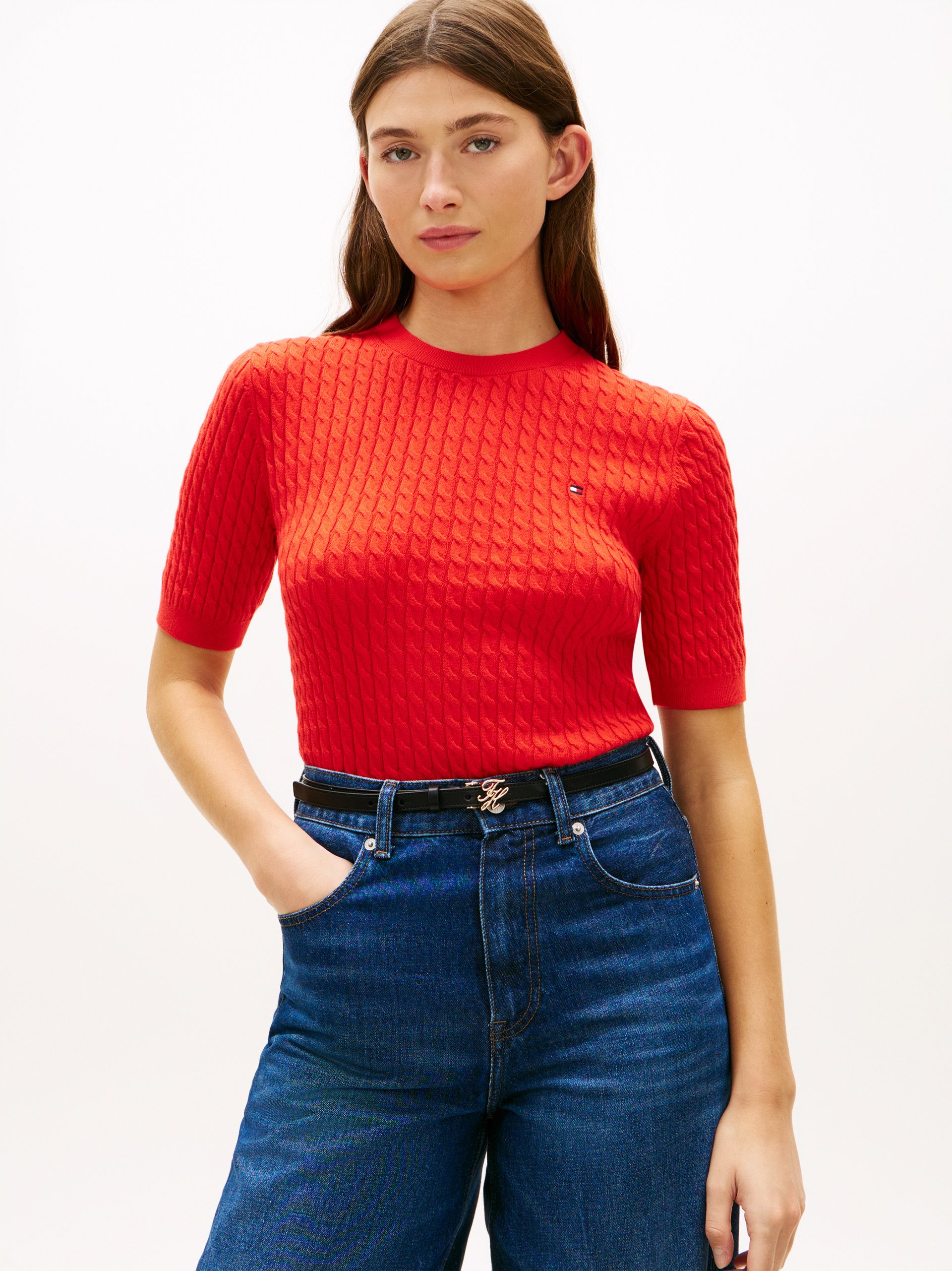 Tommy Hilfiger koszulka z dzianiny Kobiety Bawełna czerwony