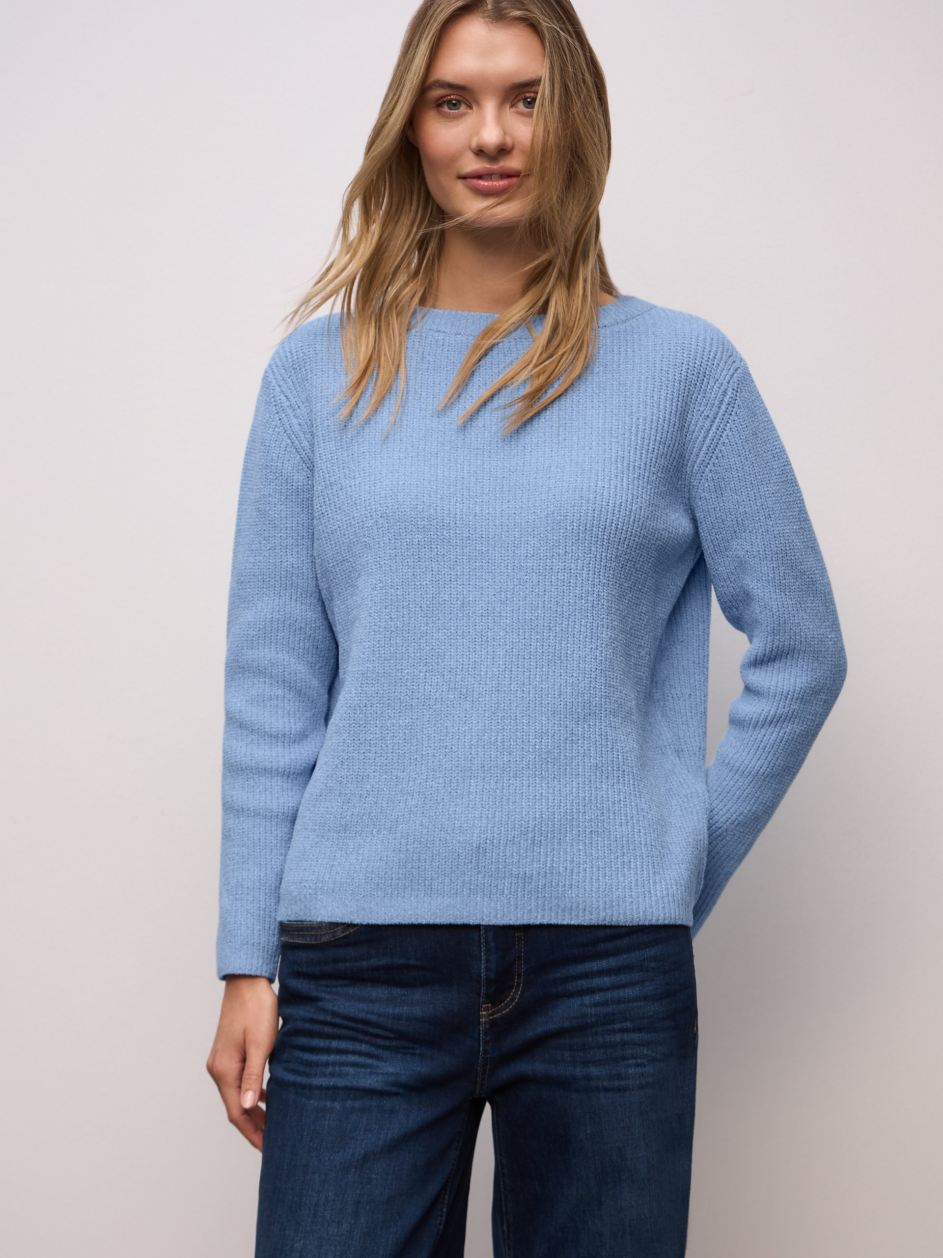 Street One Sweter z dzianiny Kobiety Bawełna niebieski